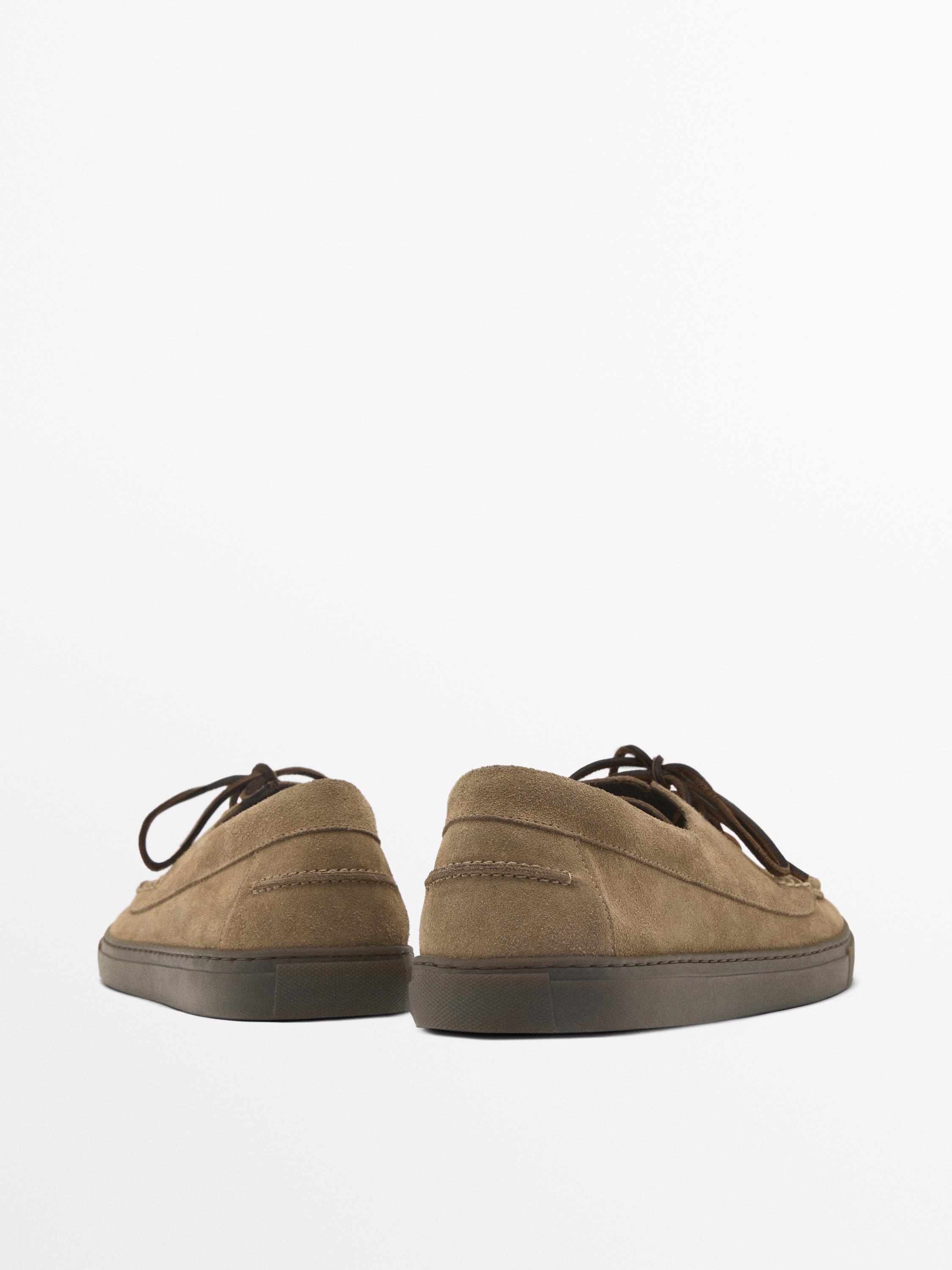 Split suede deck shoes