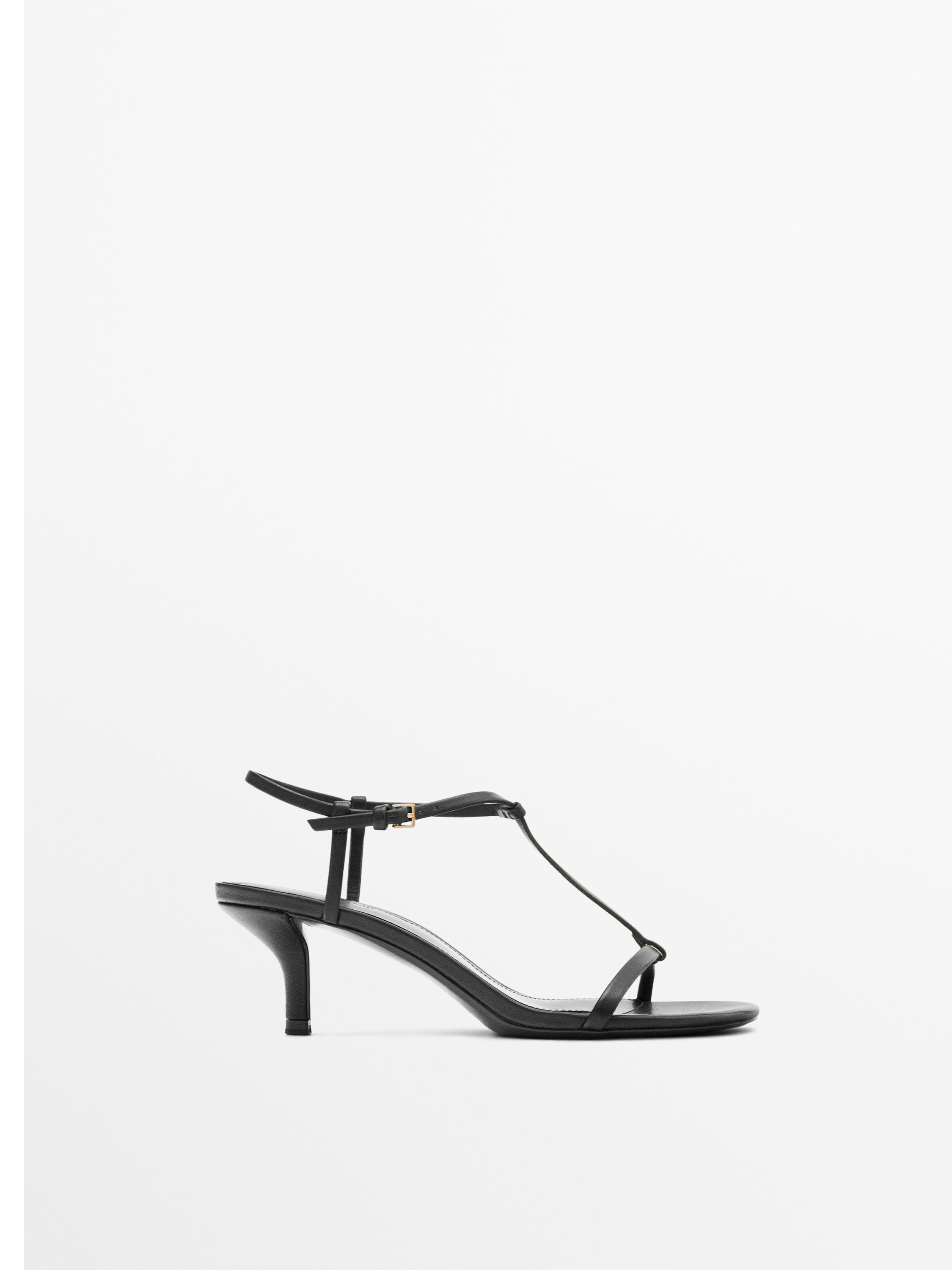 Strappy mid-heel sandals — BLACK