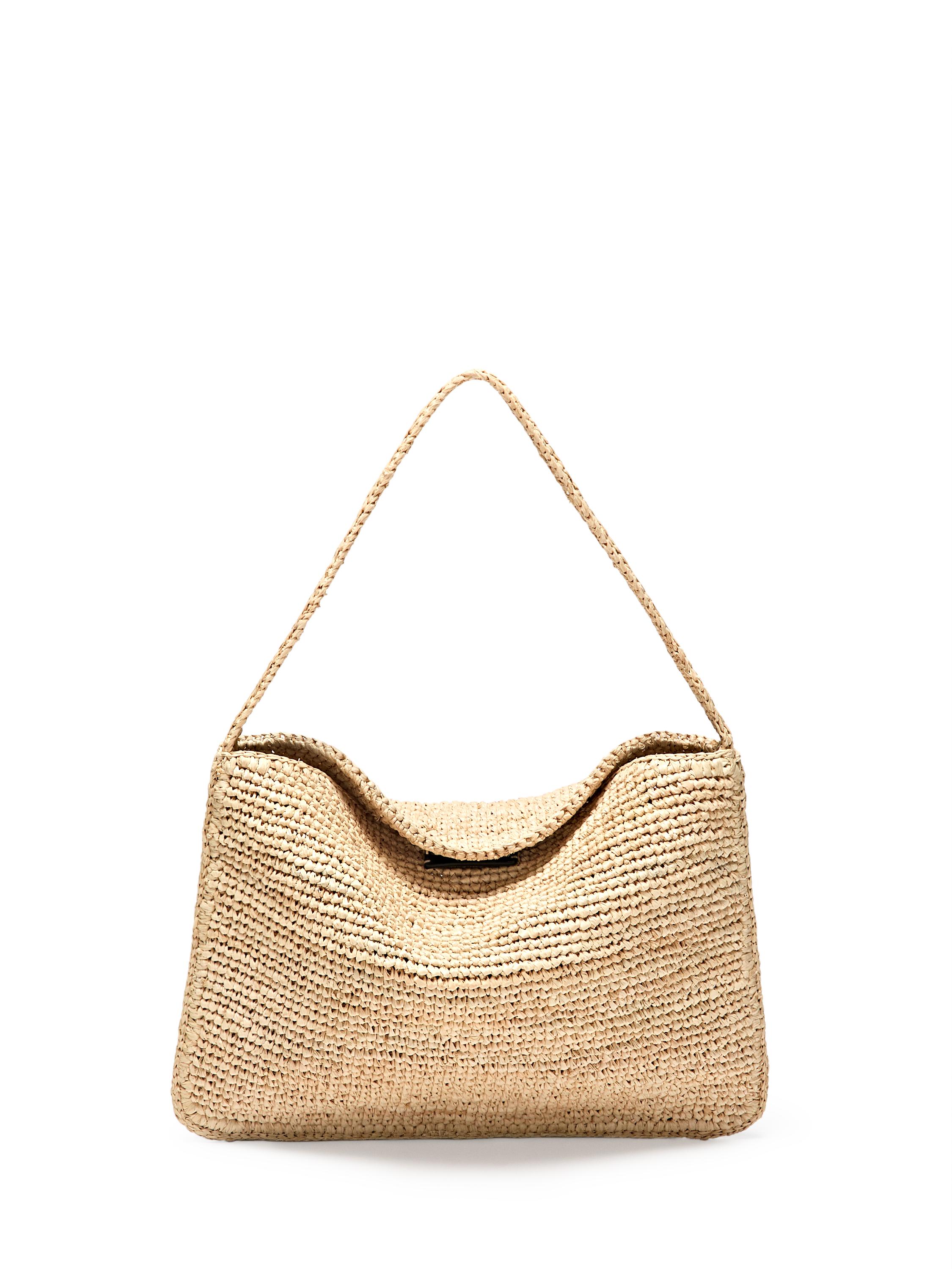 Small raffia shoulder bag — BEIGE