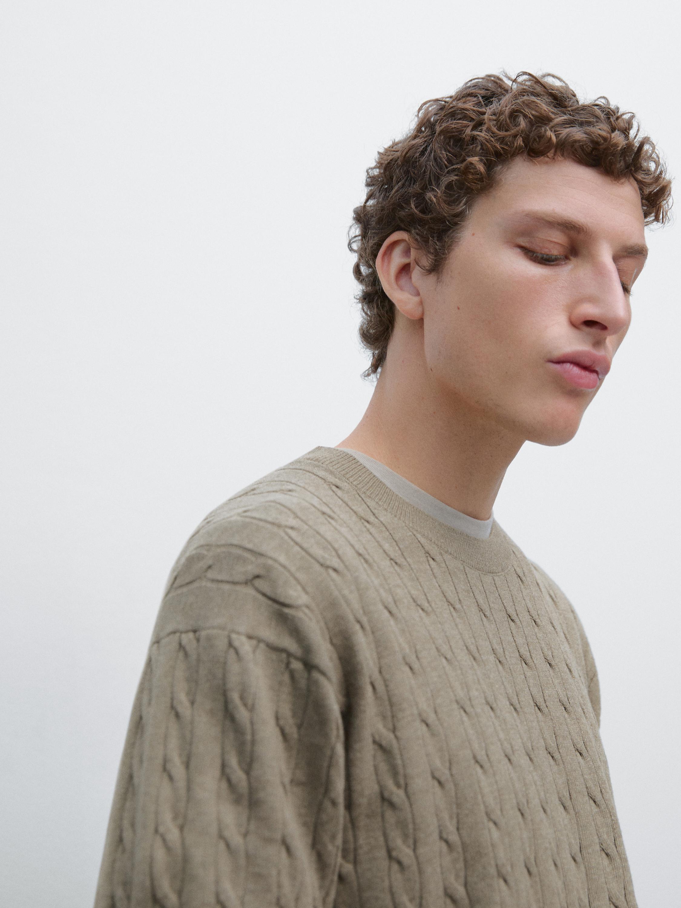 100% cotton cable-knit sweater — Washed