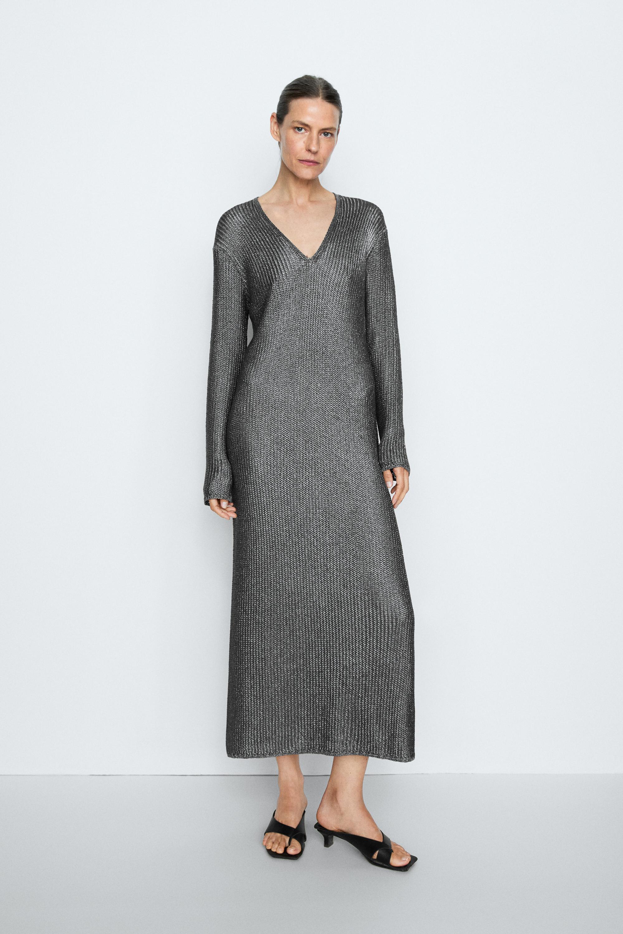 silver knit dress Estelle Knit Dress