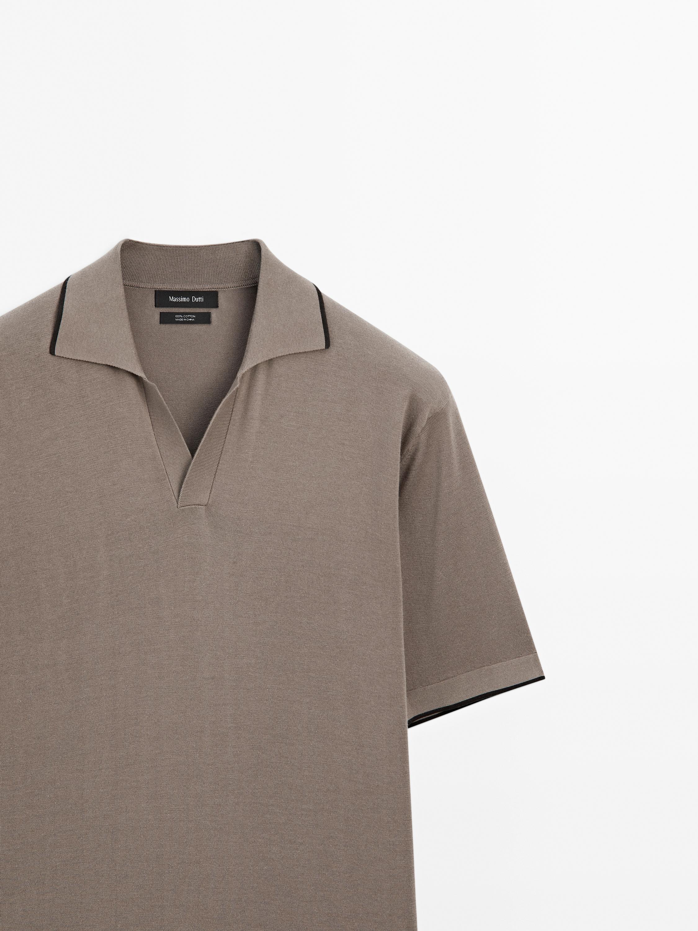 Knit polo shirt with contrast detail