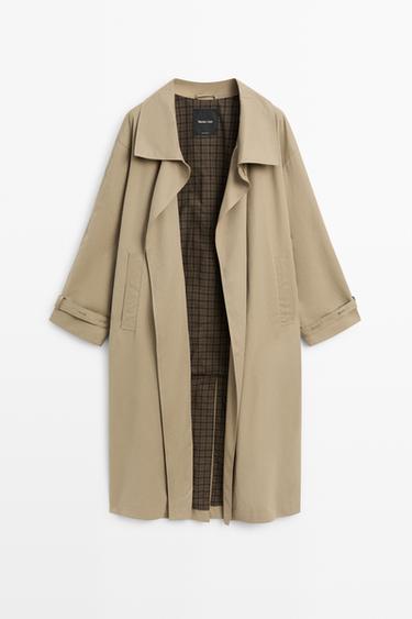 Long trench coat with buckle detail — Beige 9