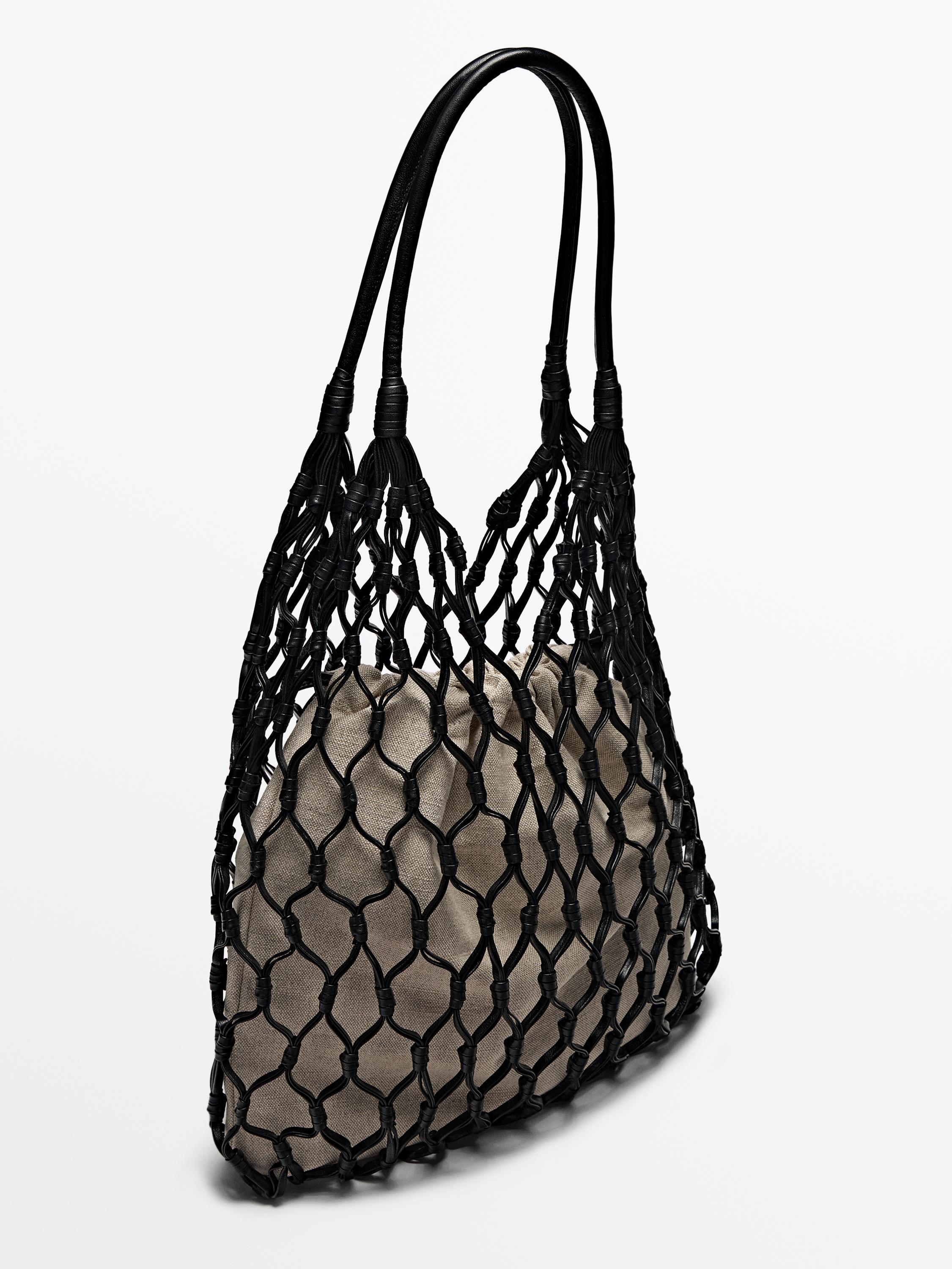 Leather mesh bag