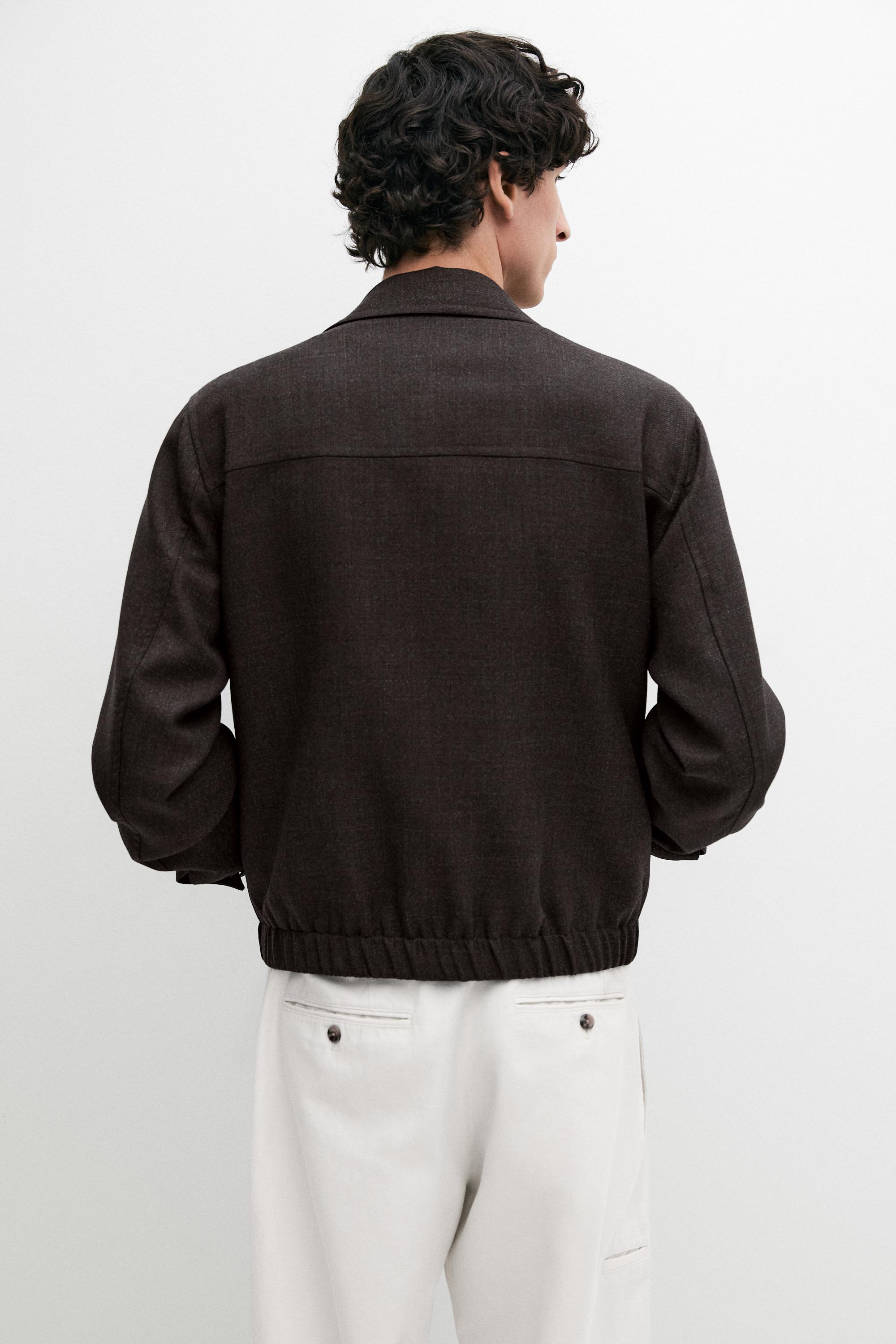 Wool bomber jacket with zip — BROWN