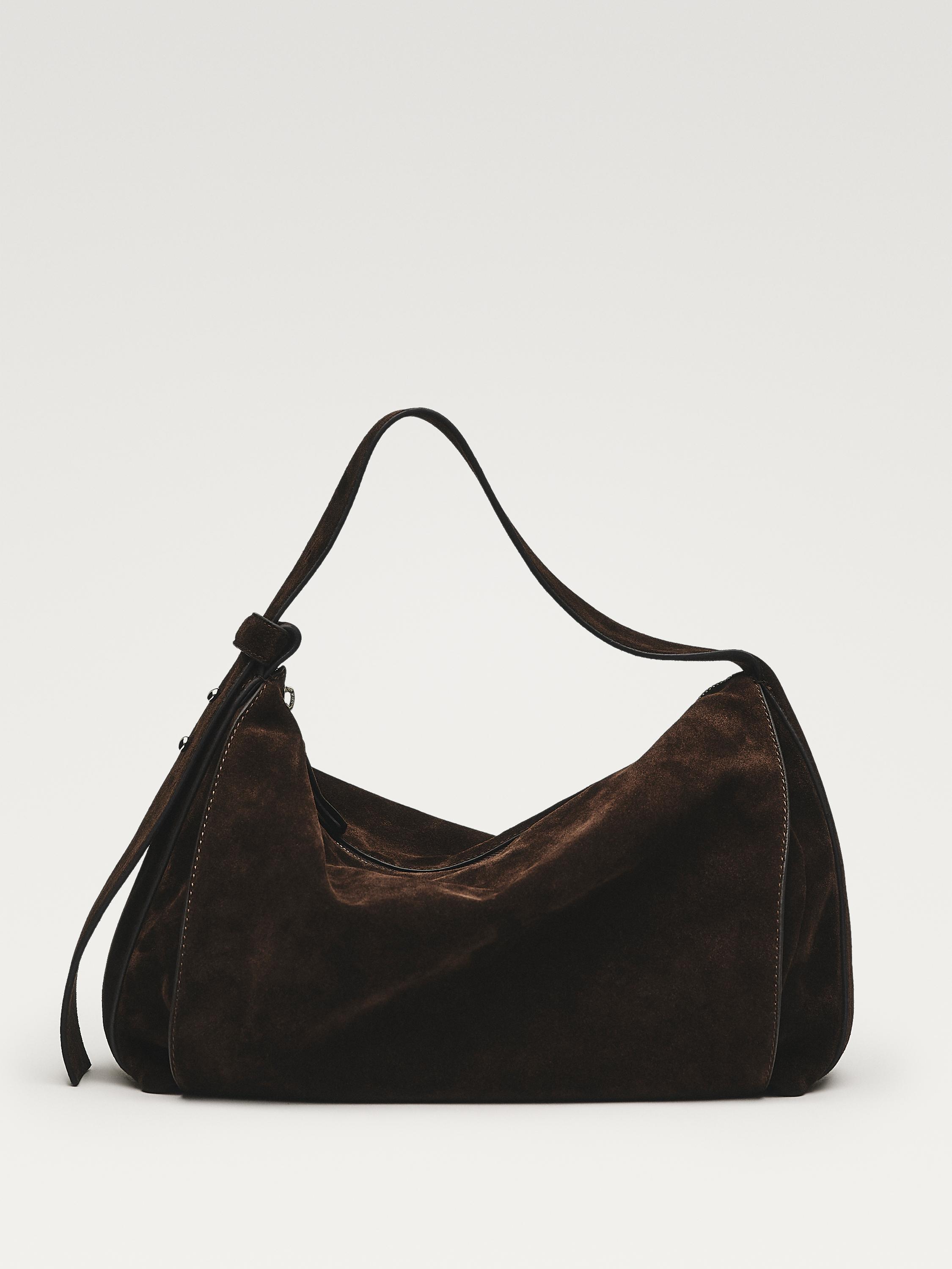 Large split leather shoulder bag