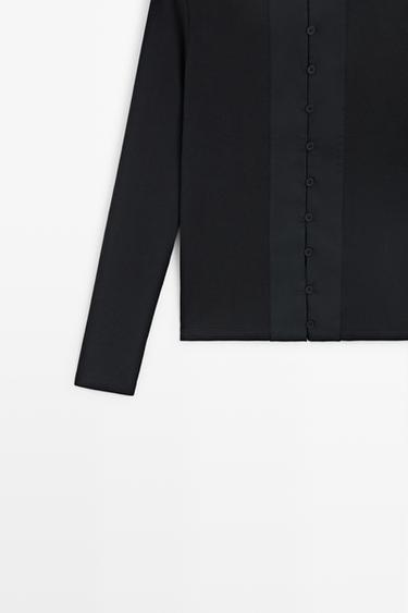 Cotton blend henley T-shirt with button detail — LEAD 7
