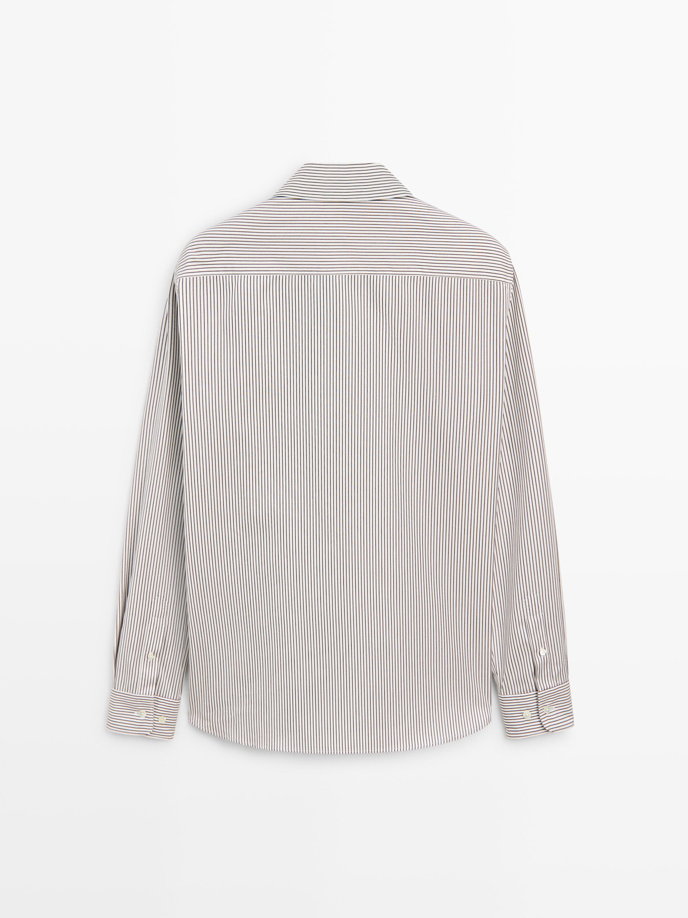 Cotton poplin shirt — BROWN