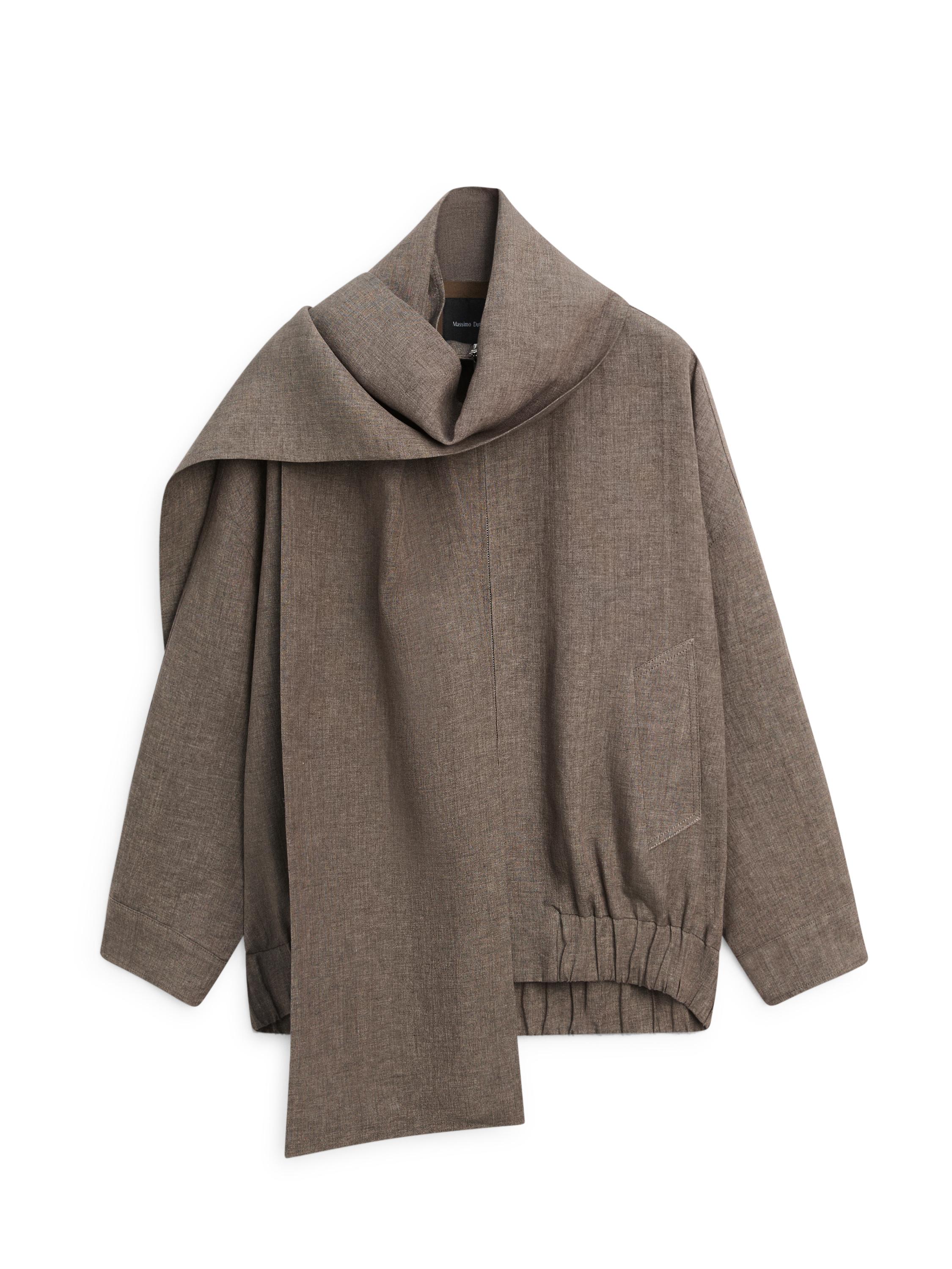 Linen melange bomber jacket with scarf — CAREY