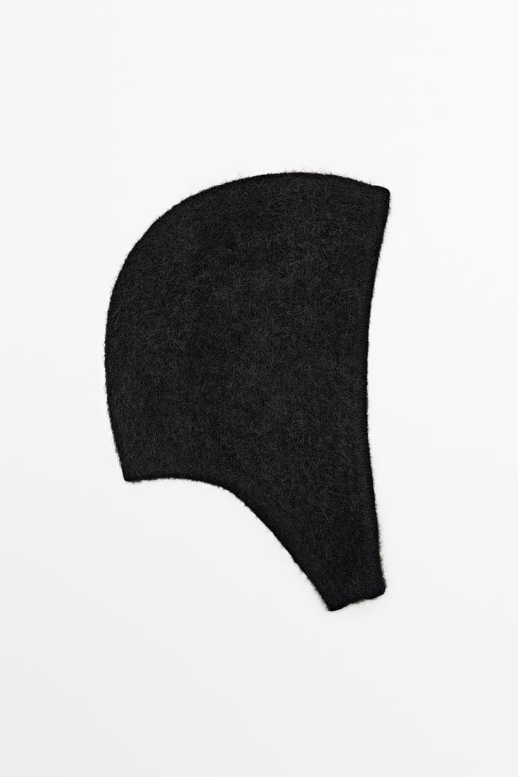 Alpaca blend knit beanie — BLACK