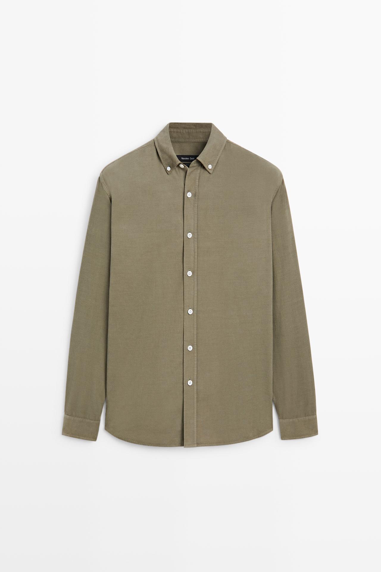 Regular fit needlecord shirt — GREEN