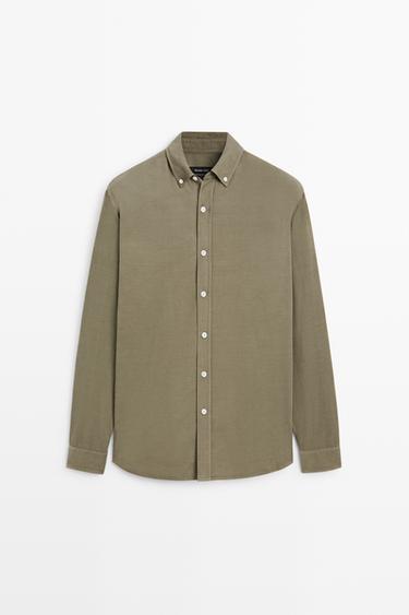 Regular fit needlecord shirt — GREEN 2