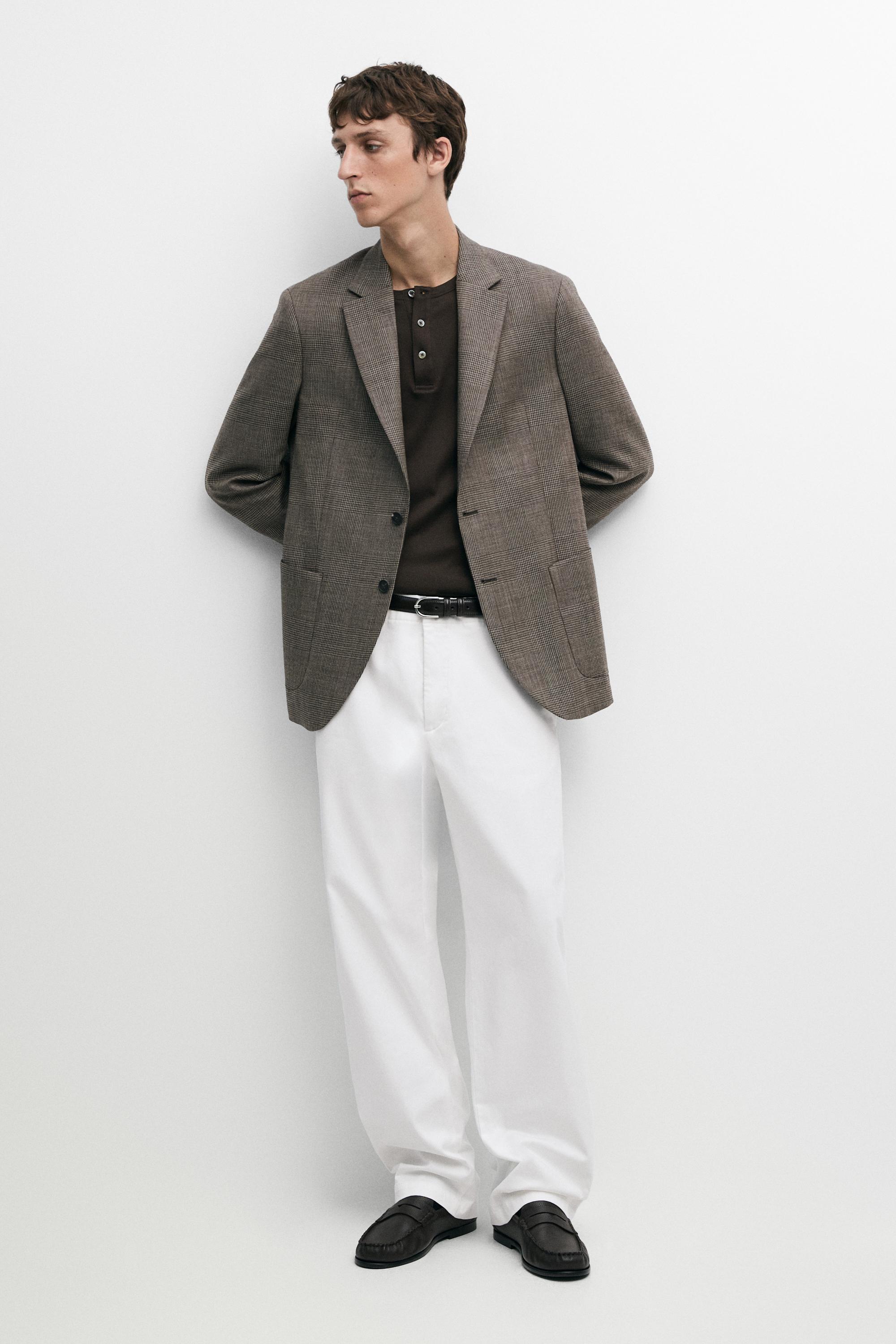Cotton blend straight-leg pants — Off white