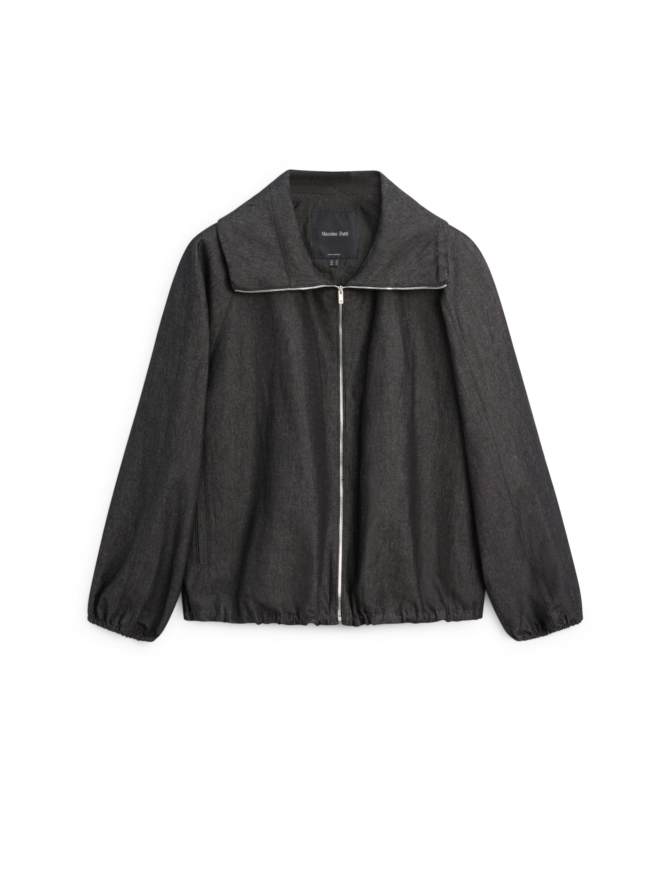 Linen blend bomber jacket — BLUISH GREY