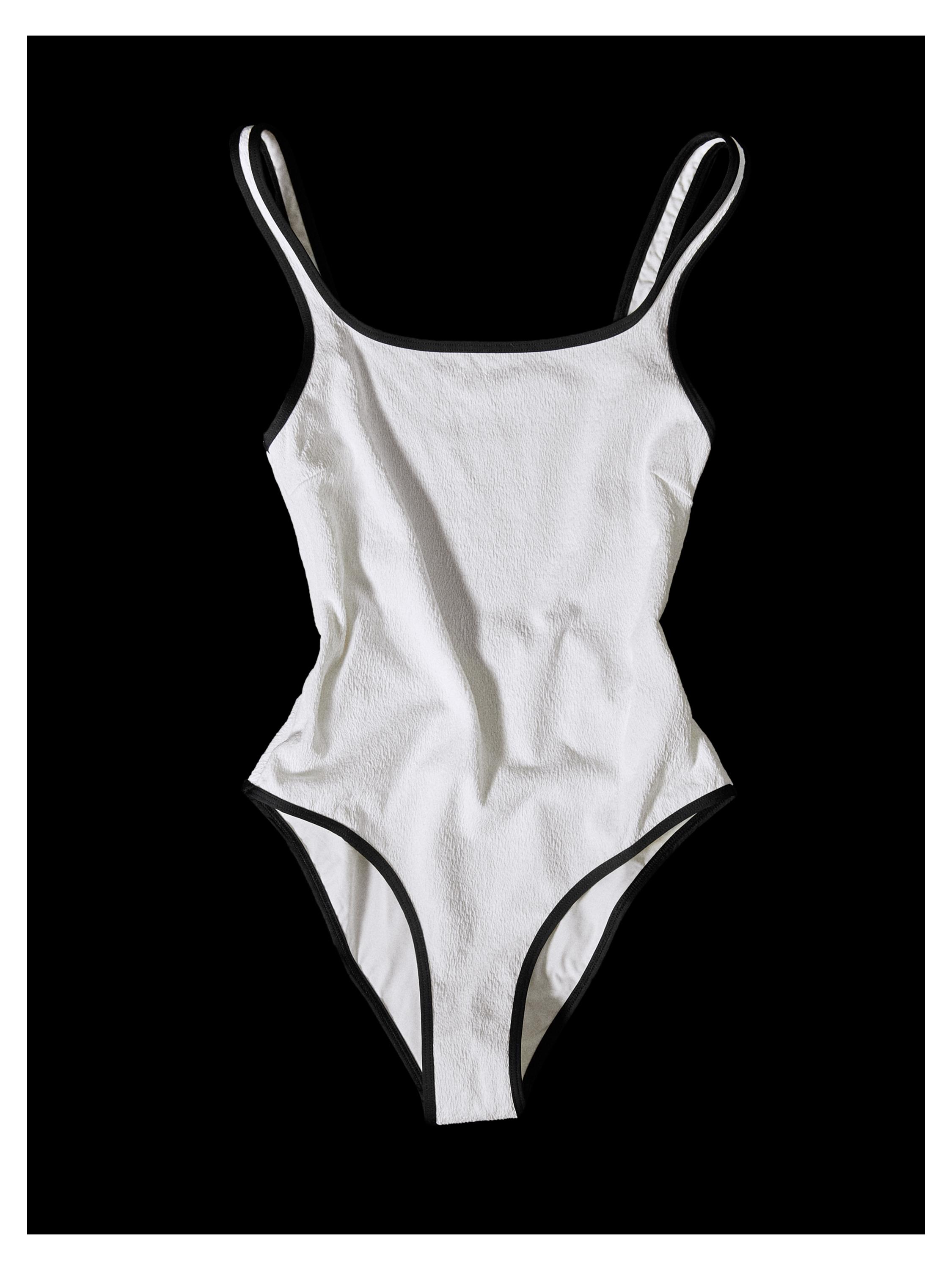 Contrast texture swimsuit — Off white