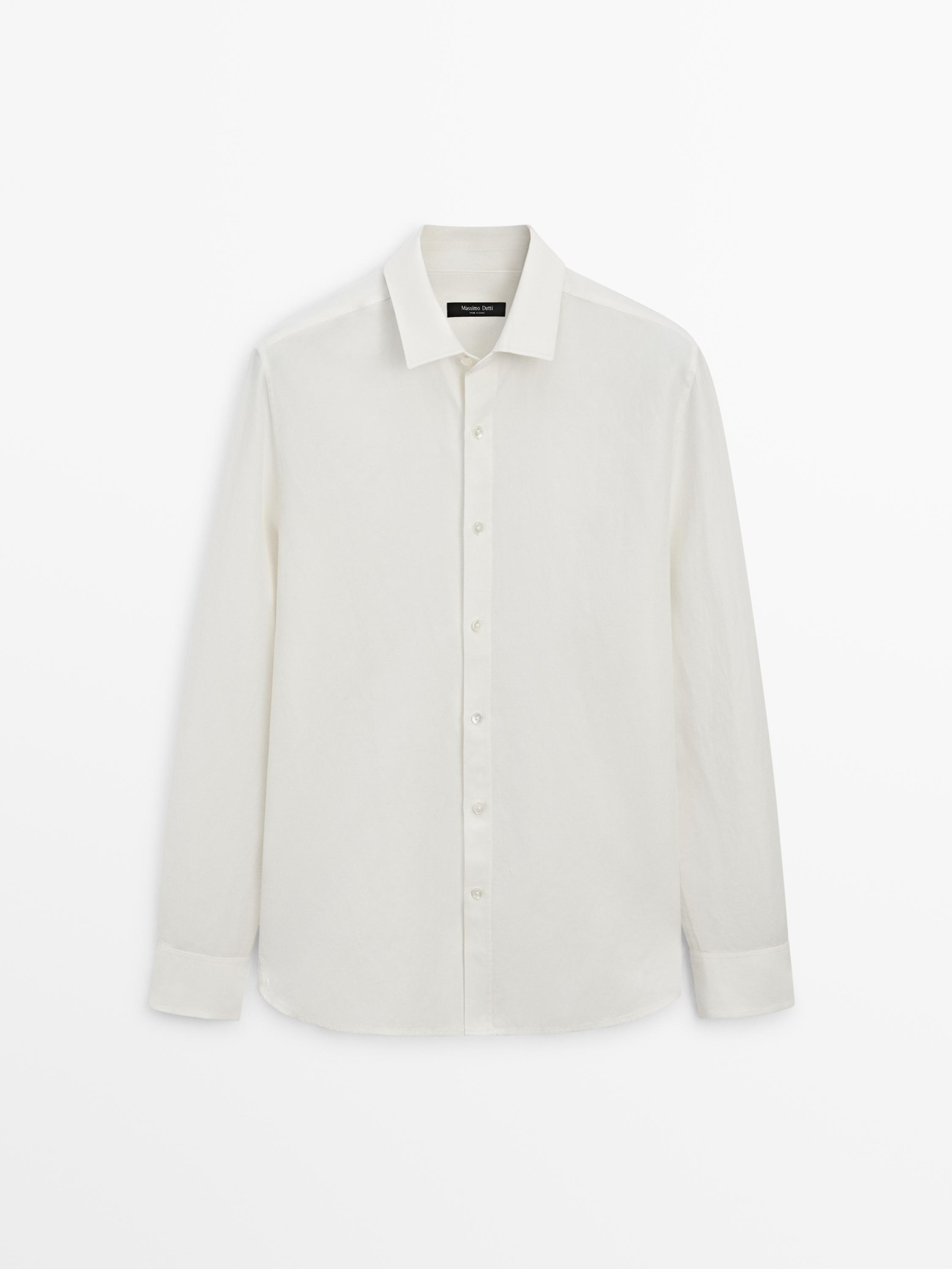 Regular fit linen blend shirt