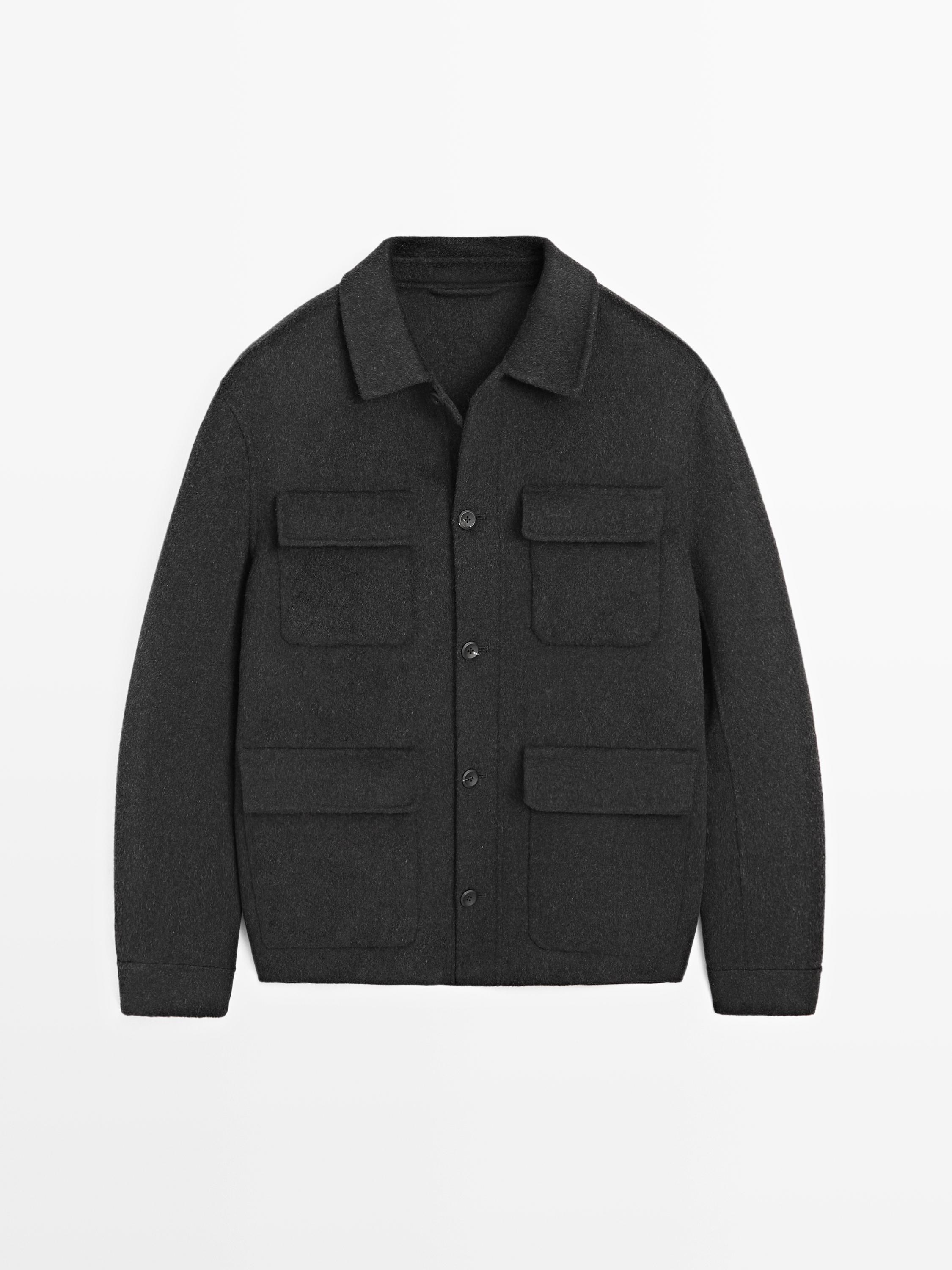 Wool blend jacket with pockets