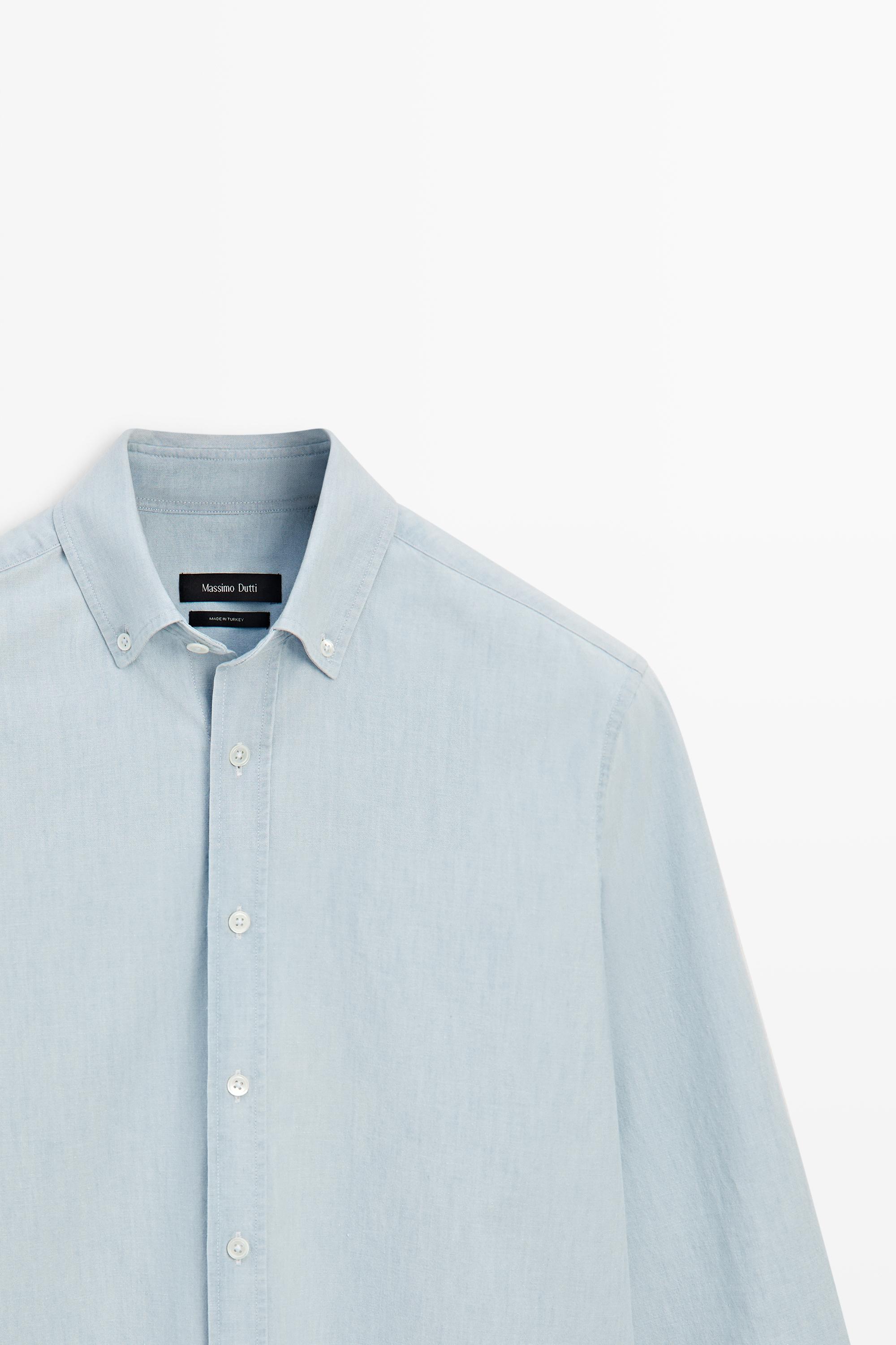 100% cotton denim shirt — SKY BLUE