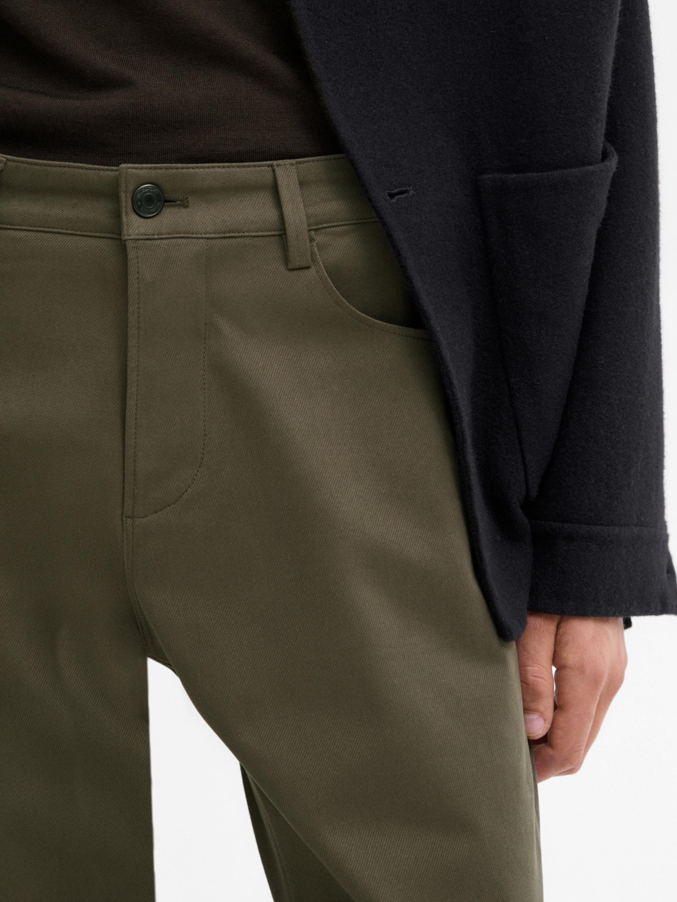 Cotton blend slim fit trousers