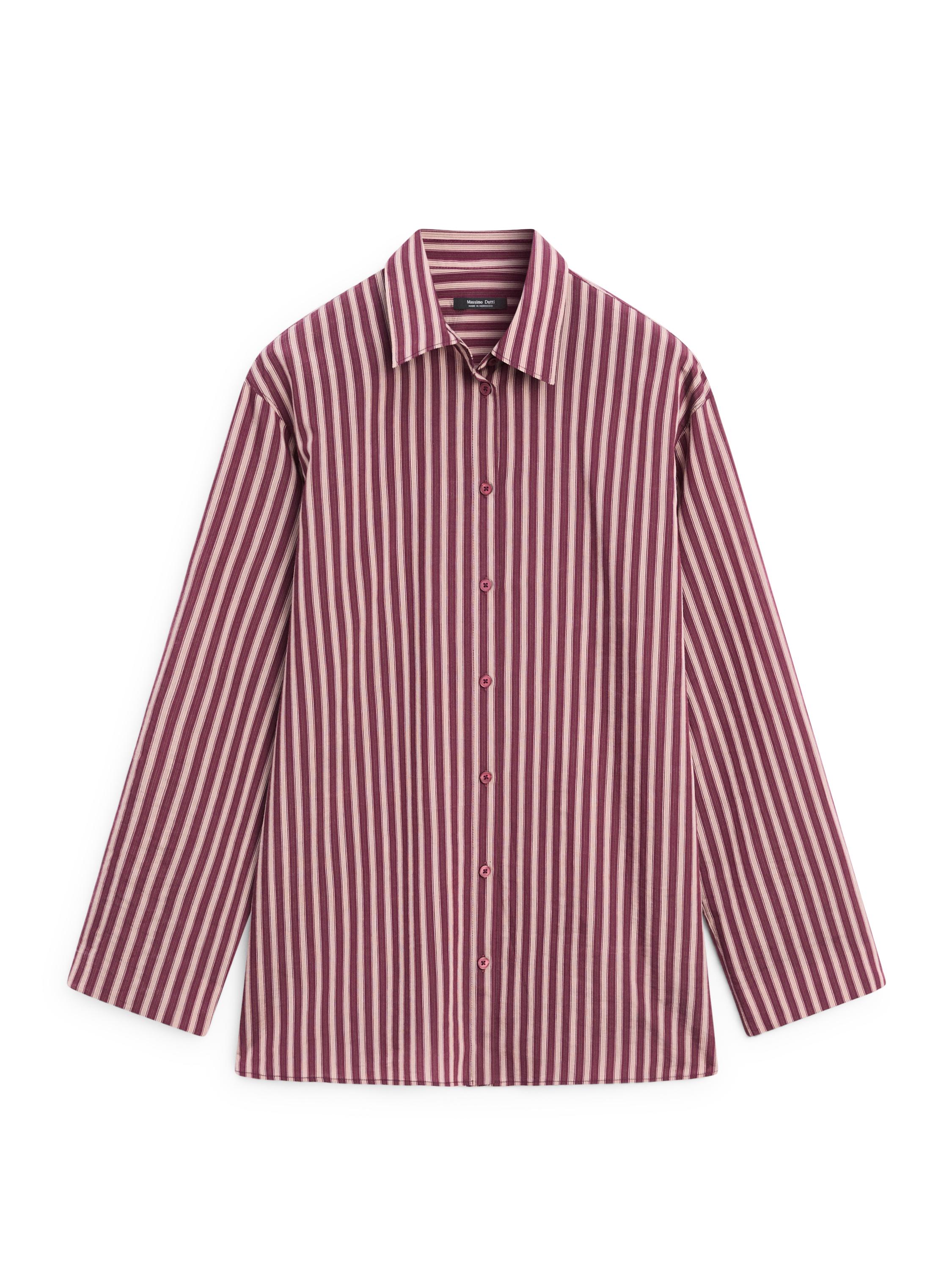 Flowing shirt with striped detailing — BROWN