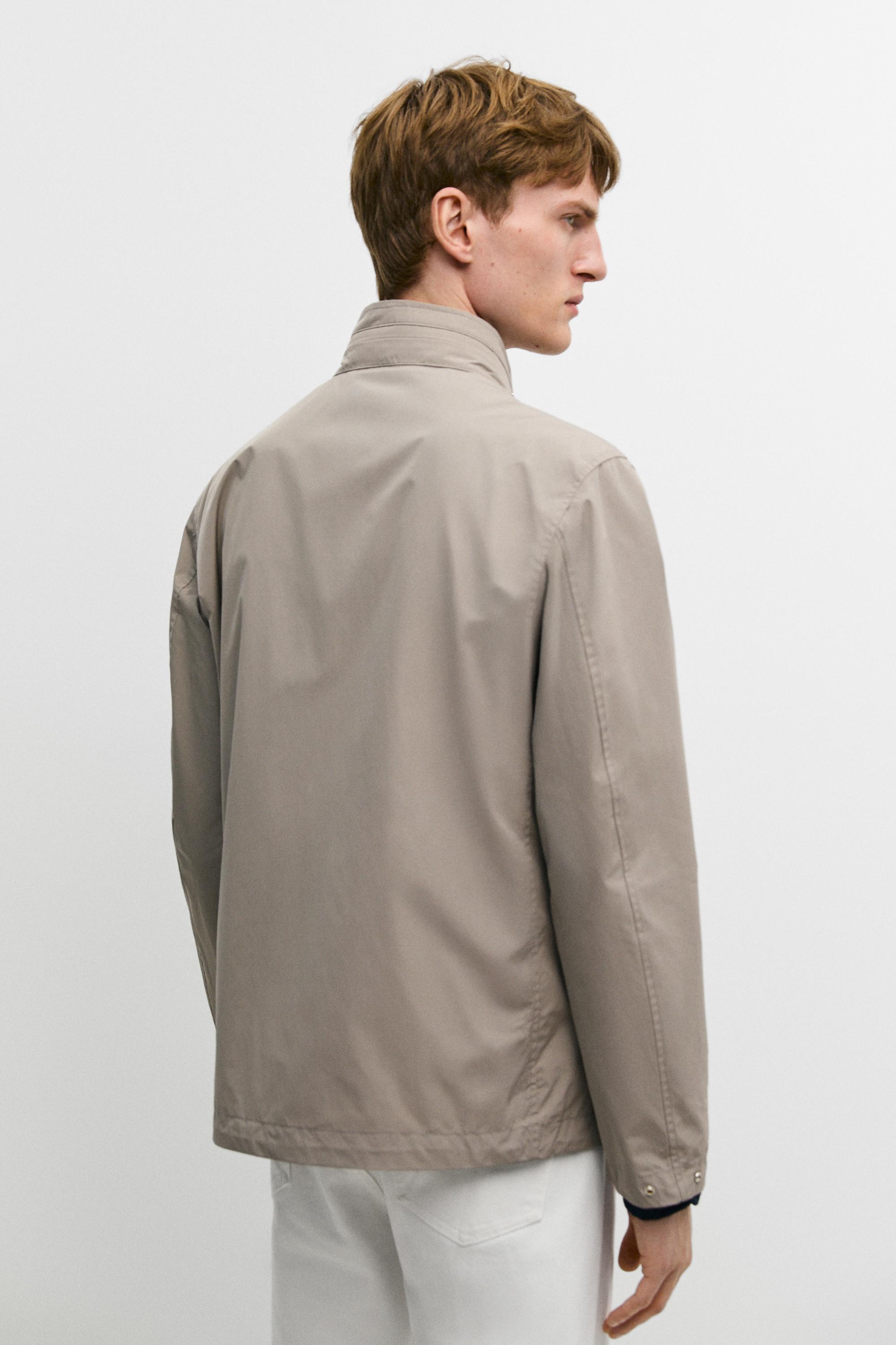 Technical fabric jacket with pocket details — GREY MARL