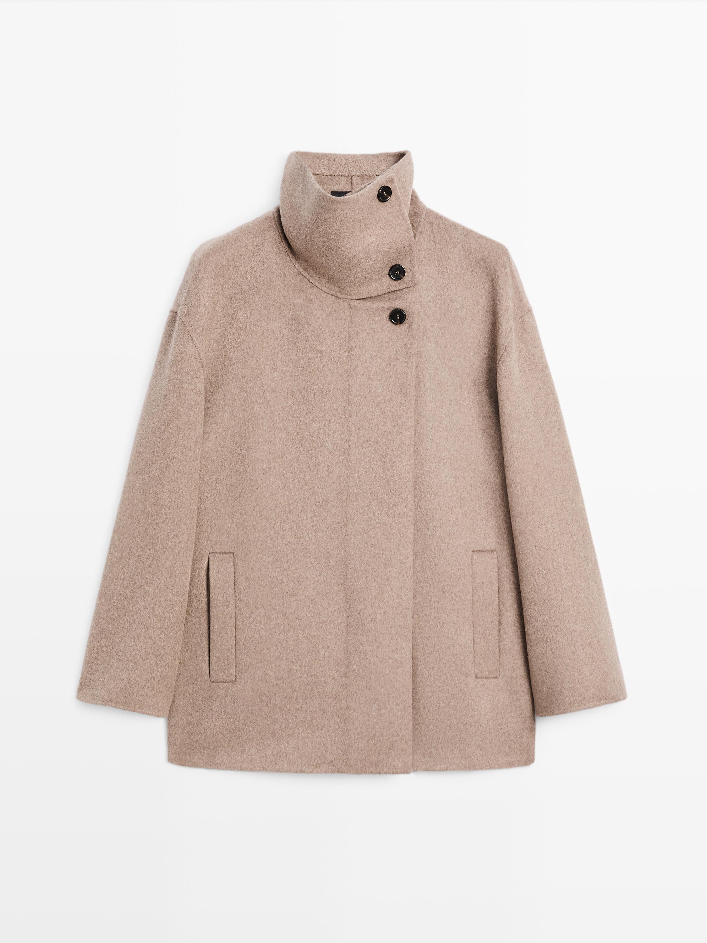 Wool blend high neck coat