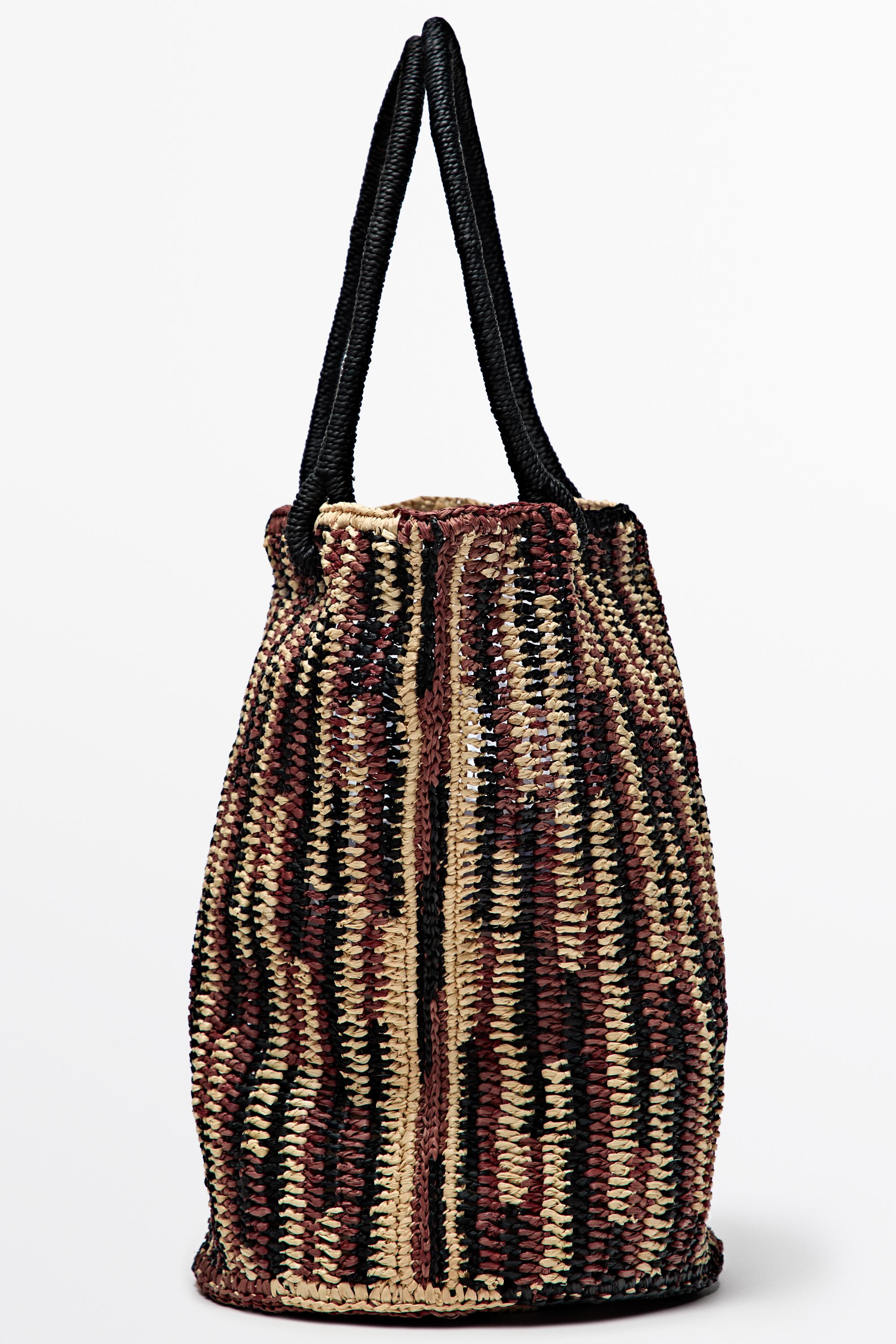 Mini raffia bucket bag — RUSSET