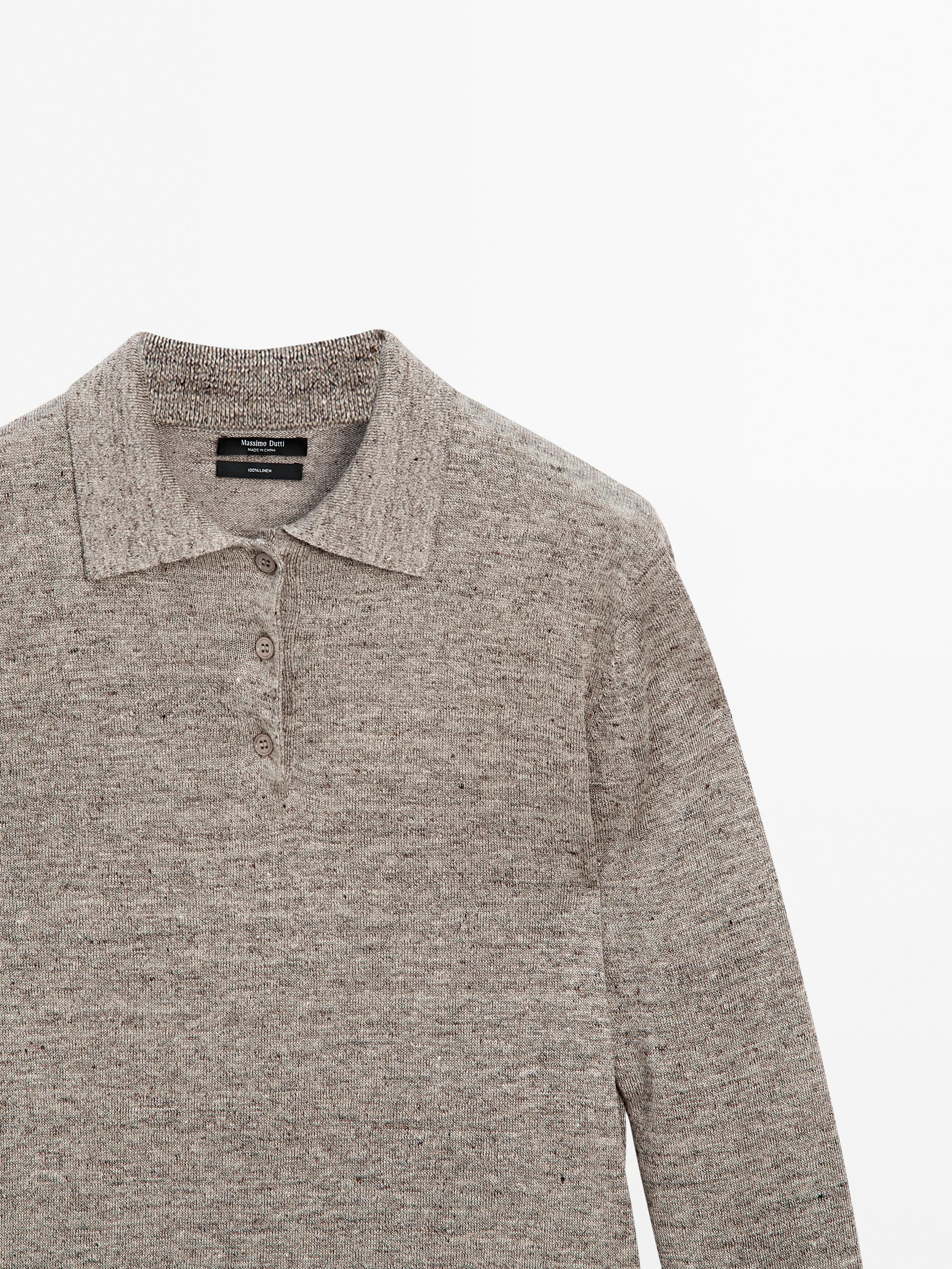 100% linen melange knit sweater