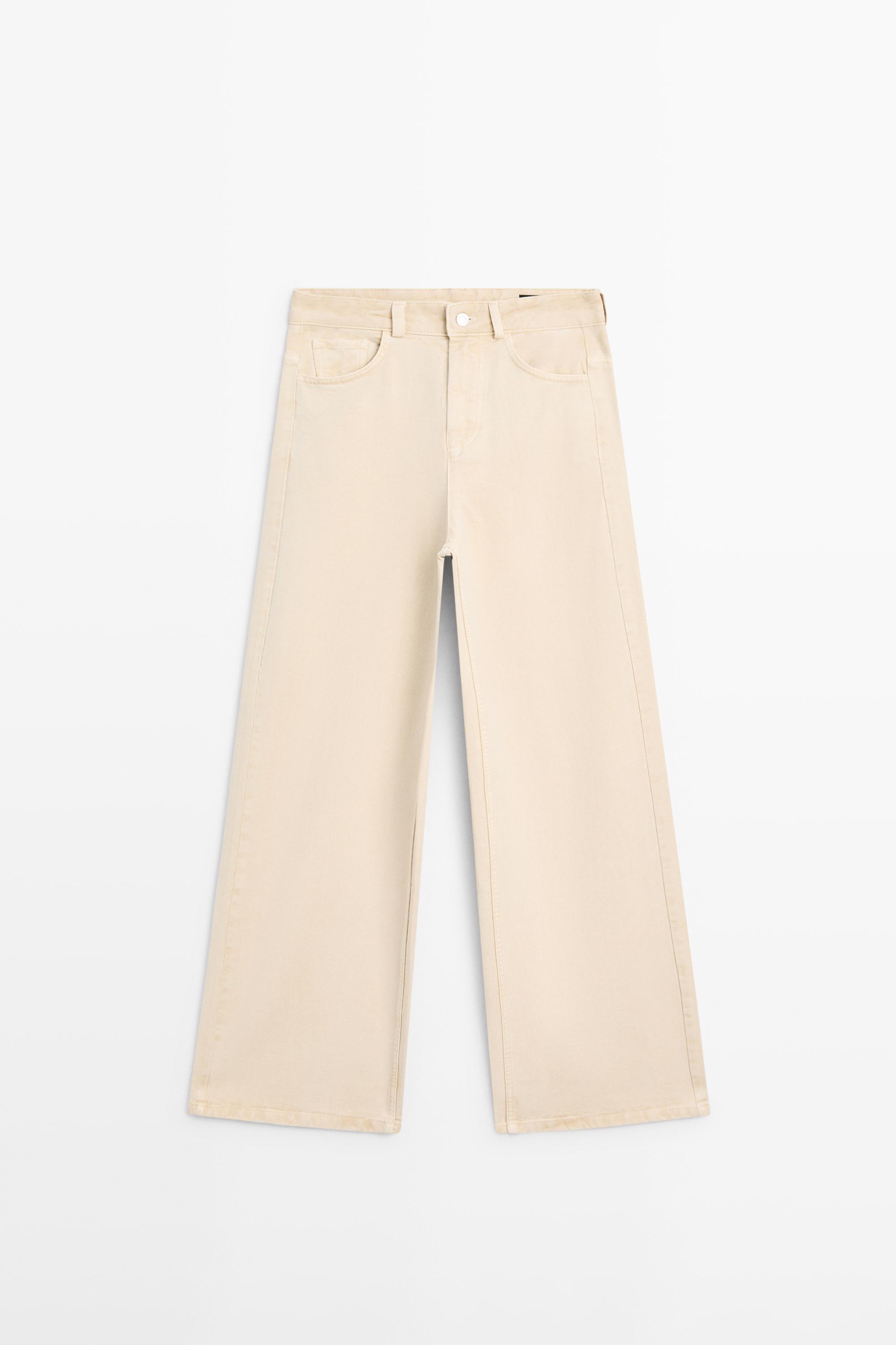 Low-rise wide-leg jeans — Vanilla