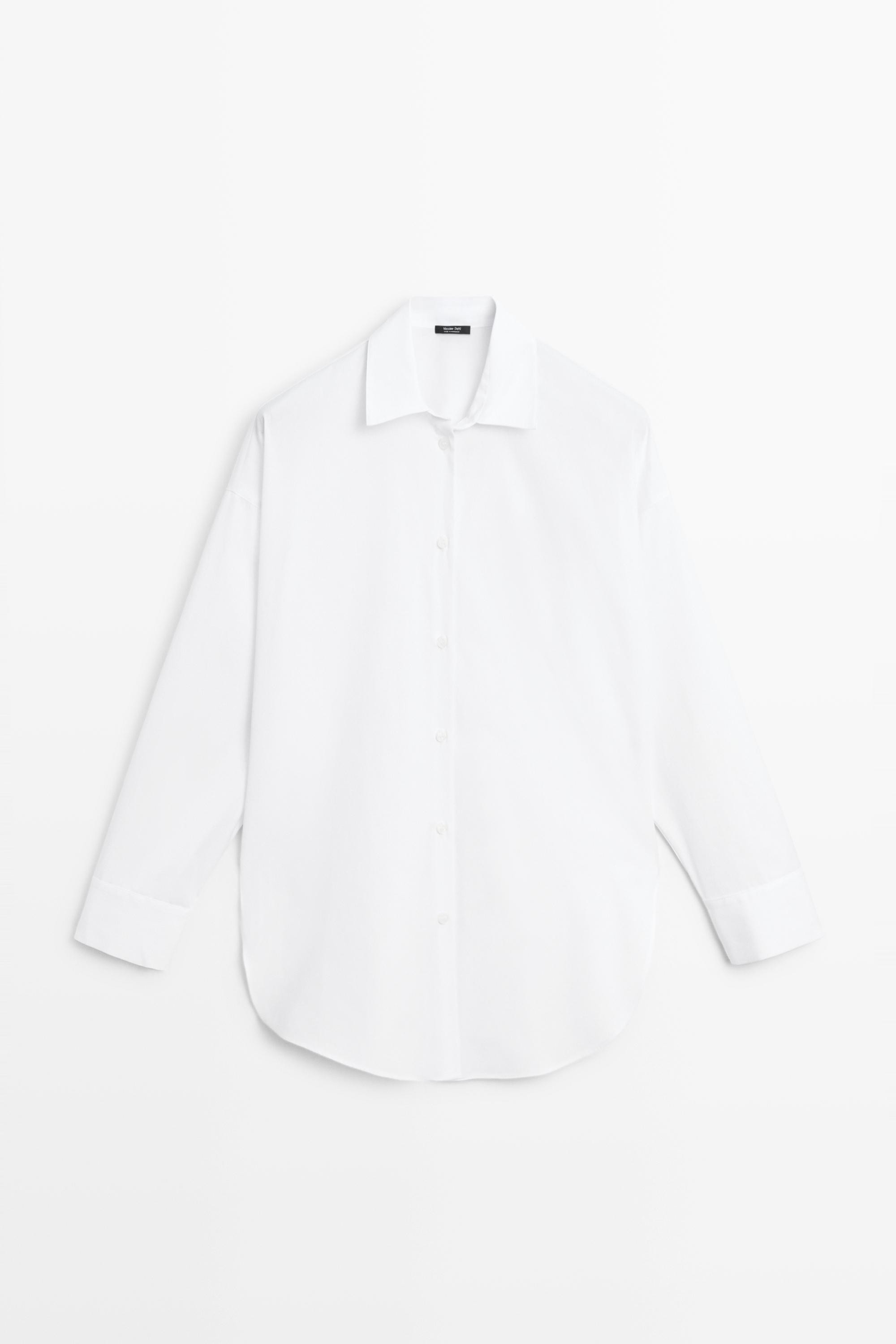 100% cotton poplin shirt — WHITE