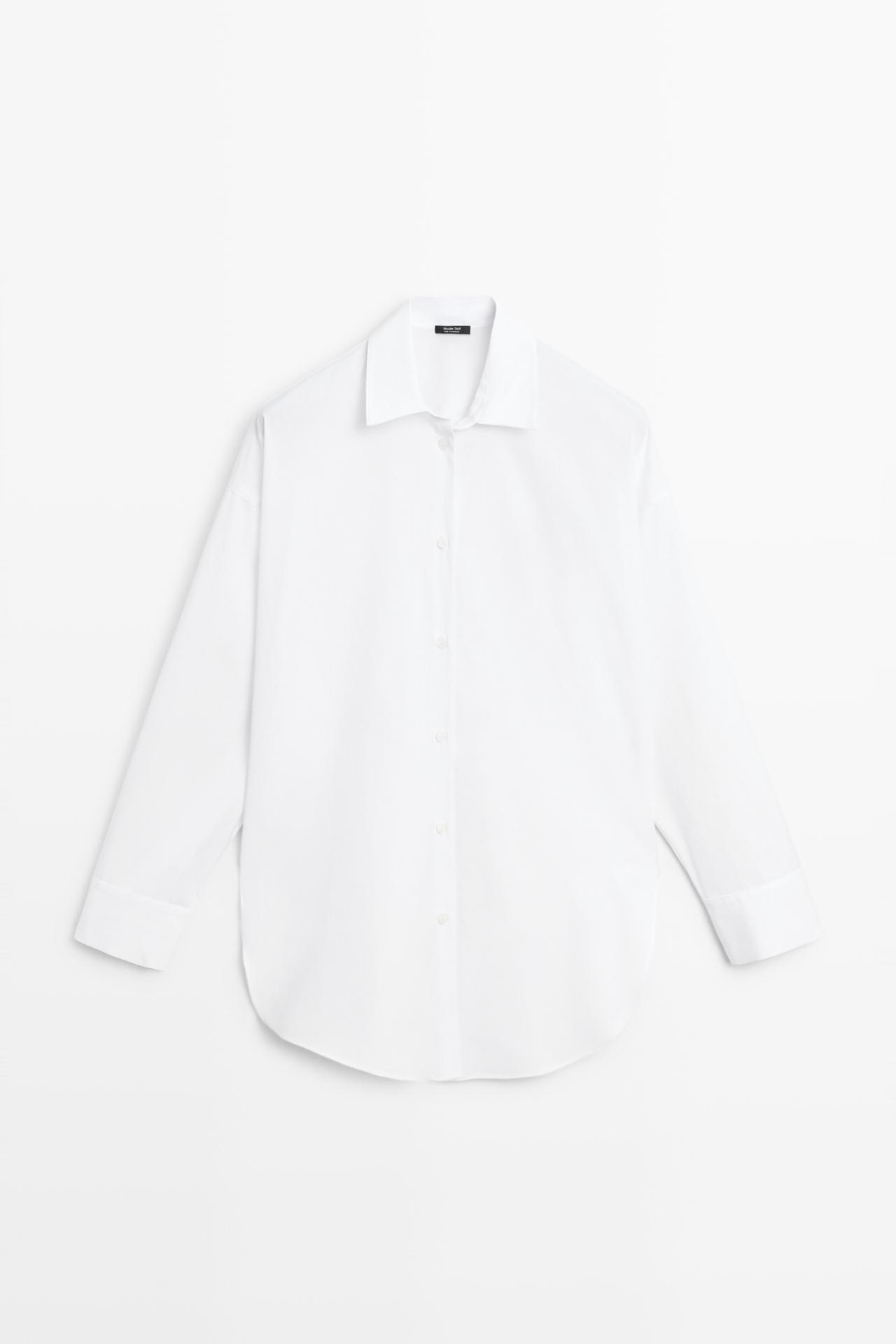 100% cotton poplin shirt — WHITE