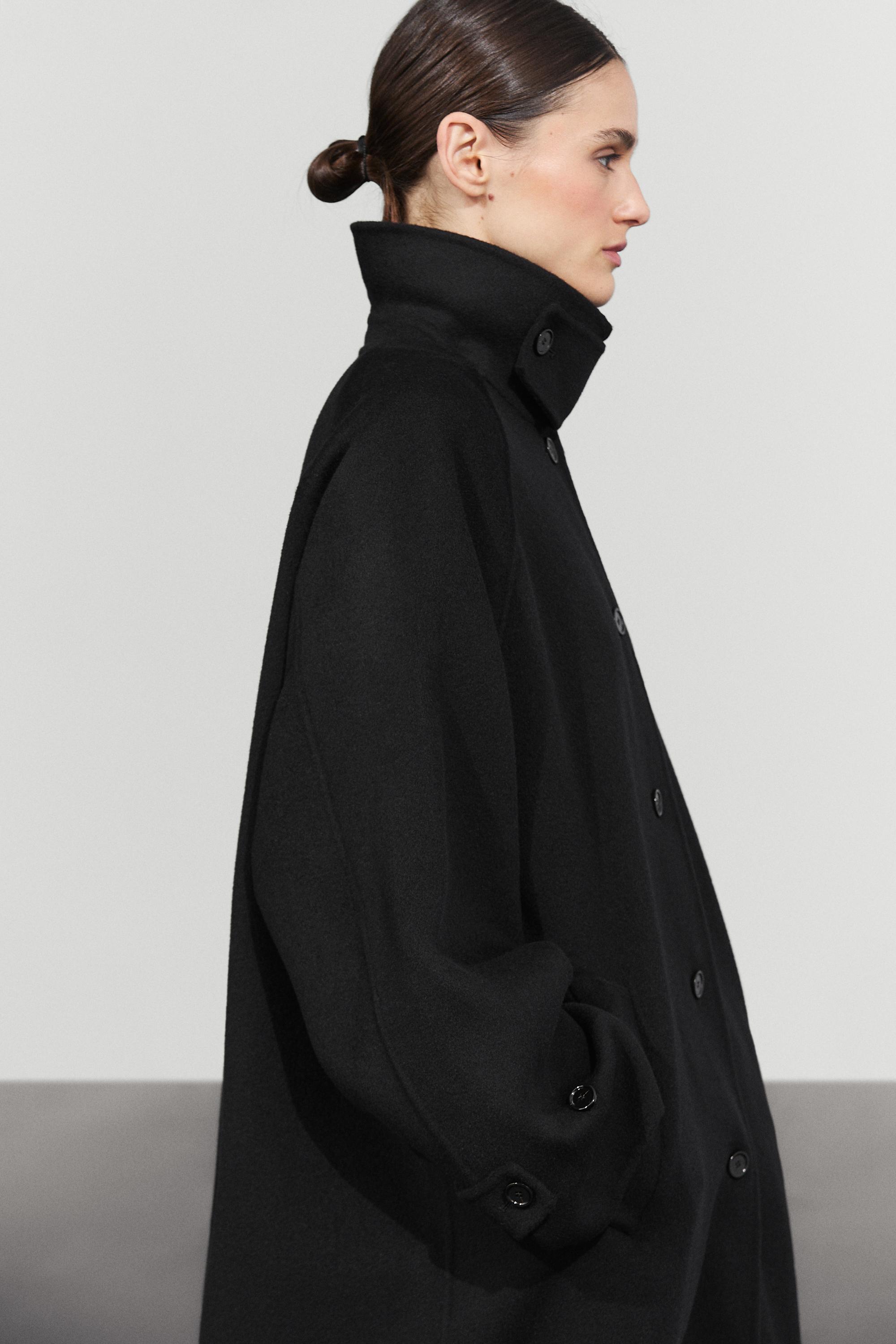 Long oversized wool and cashmere blend coat