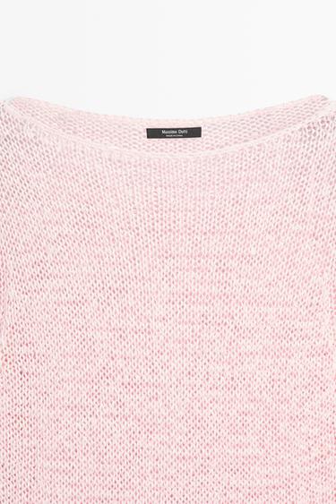 Boat neck knit sweater — PINK 4