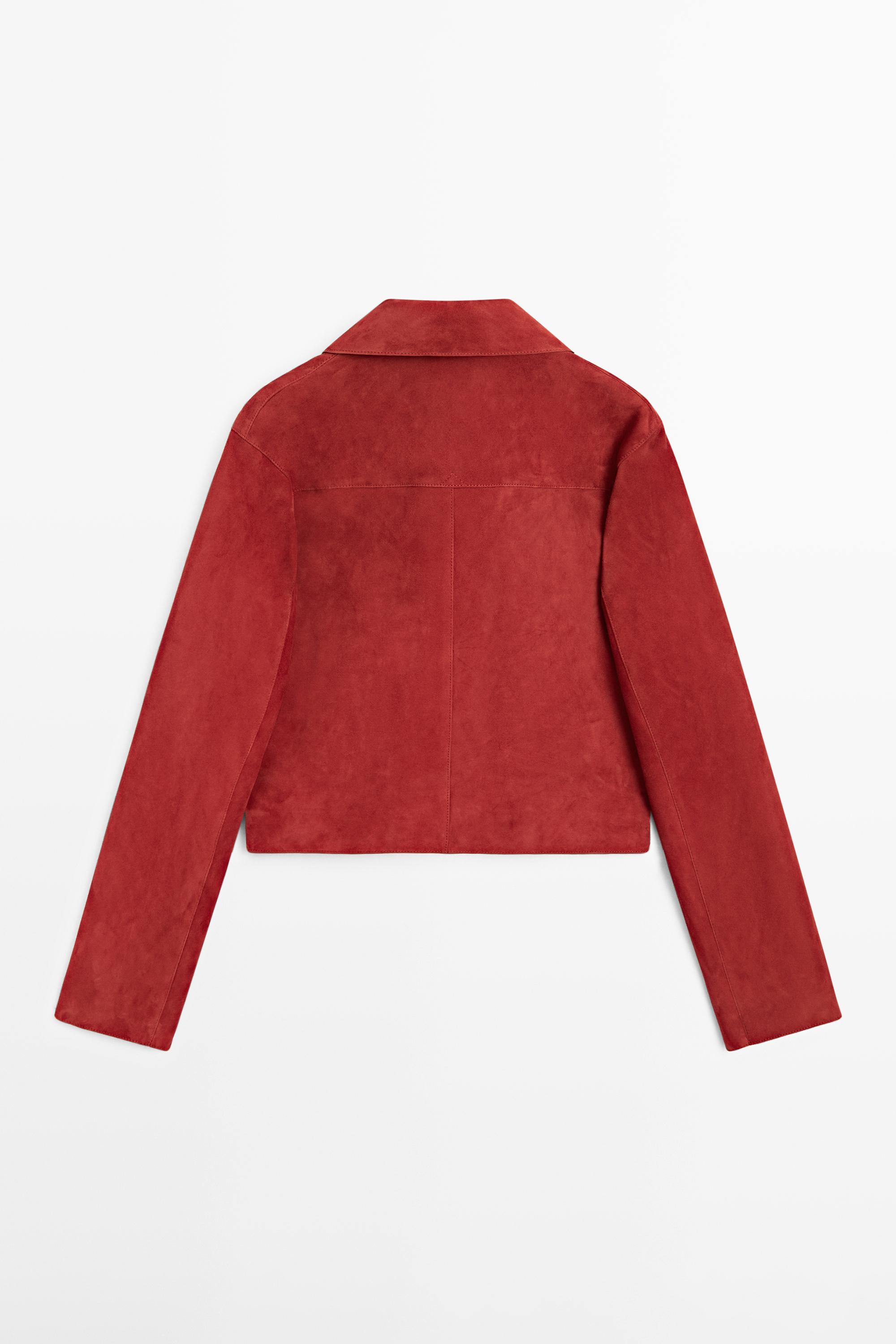 Short suede leather jacket — RED