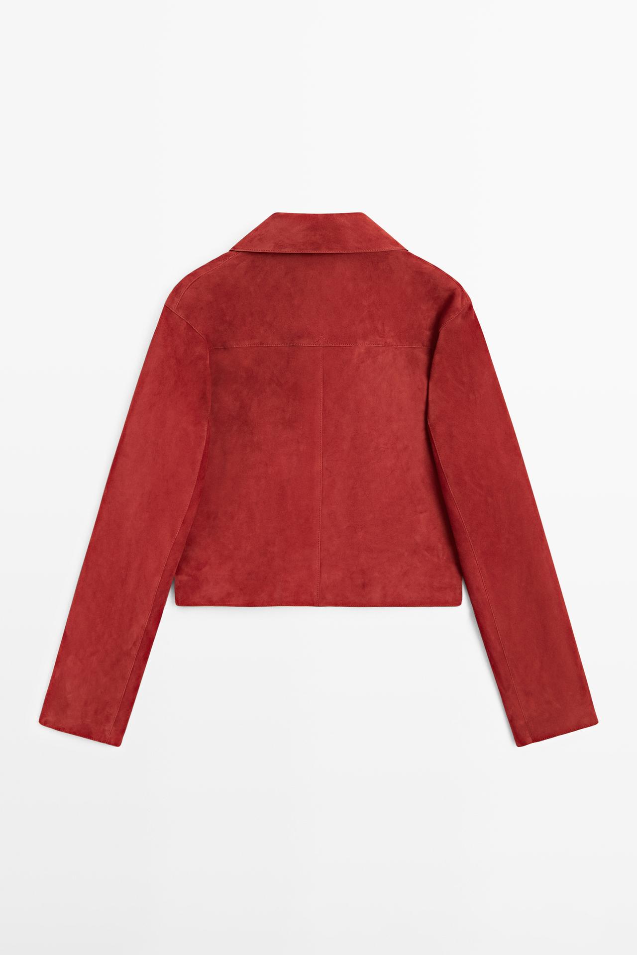 Short suede leather jacket — RED