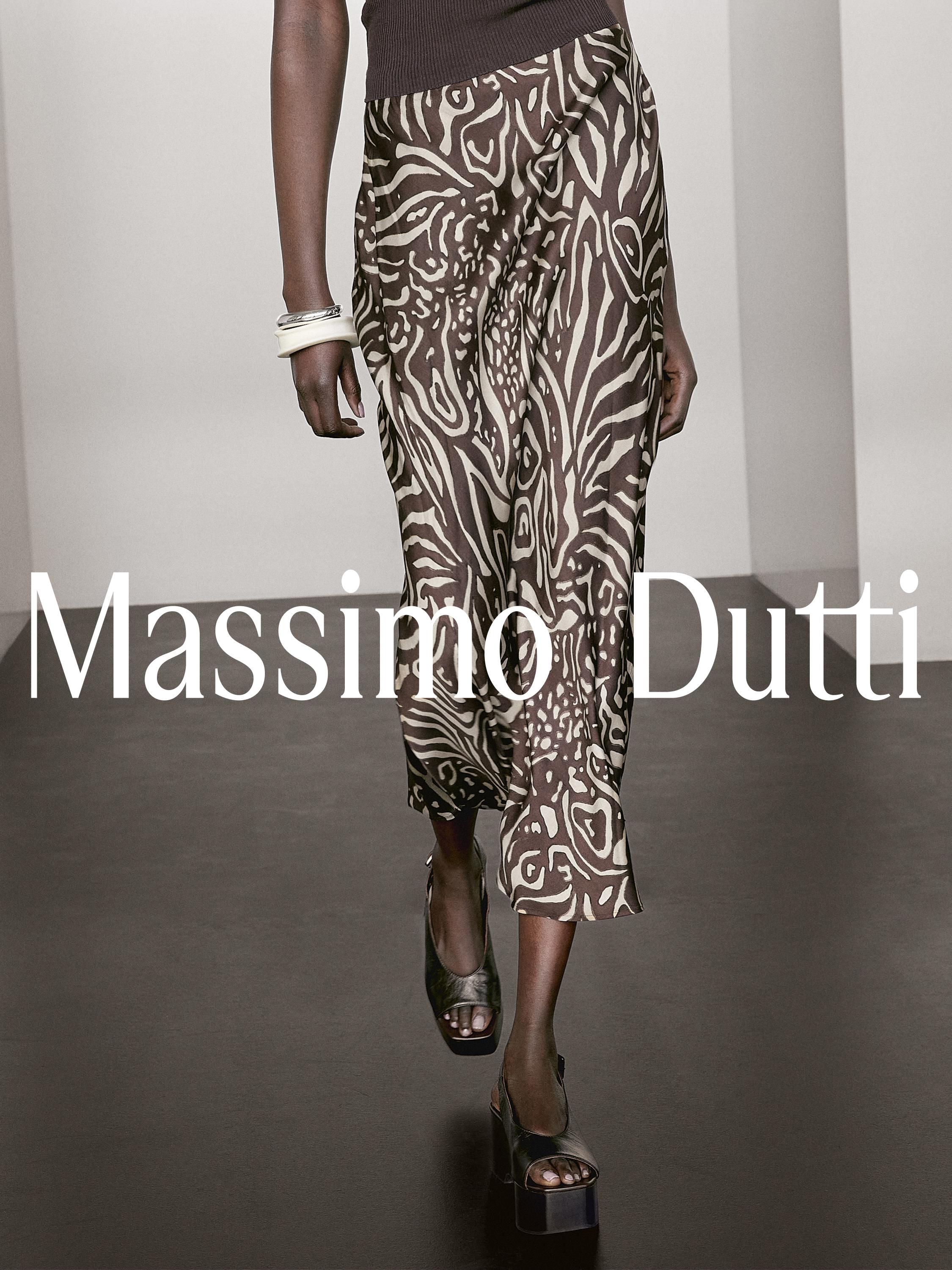 Flowing animal print midi skirt