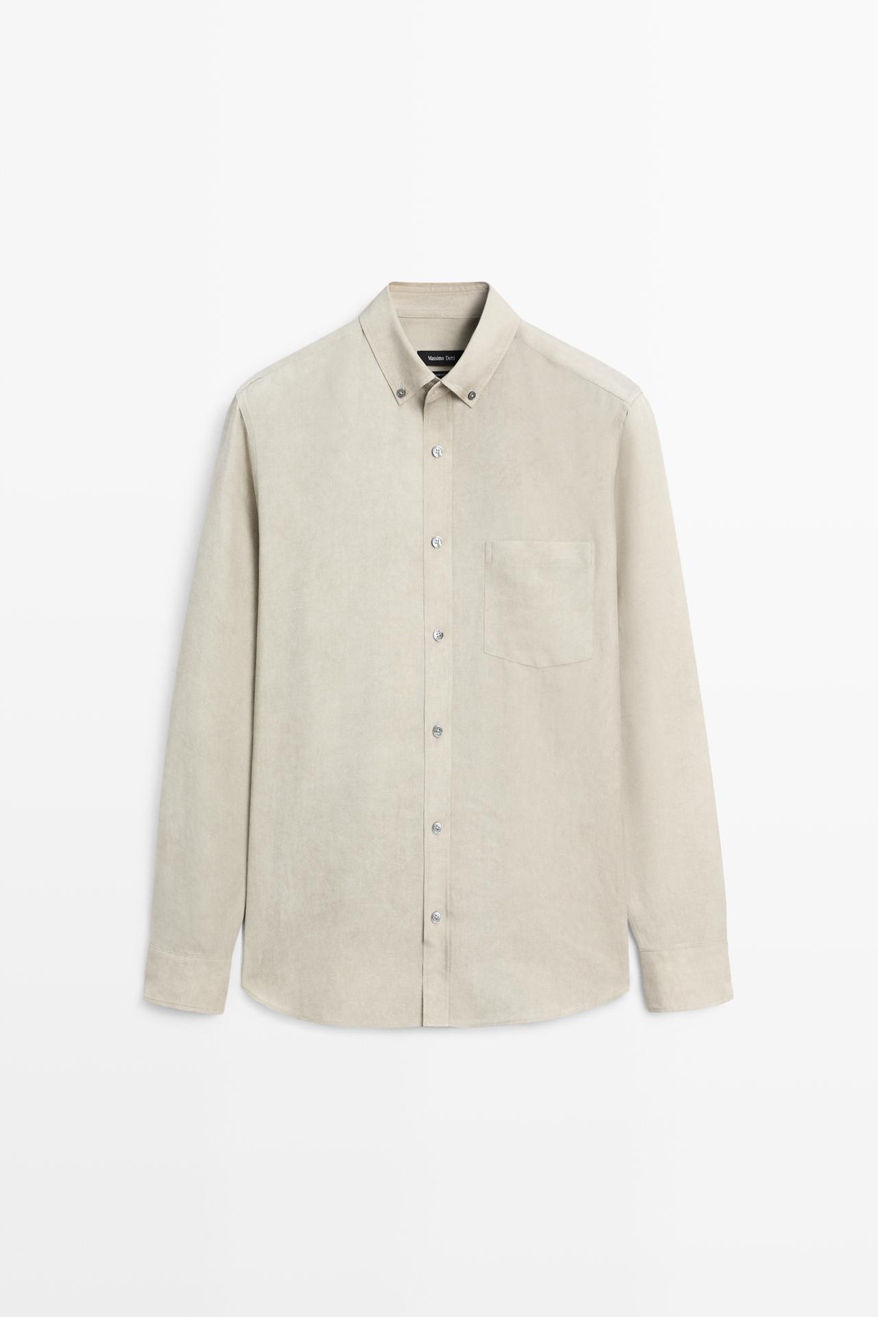 Flowing regular fit lyocell-linen shirt — GREEN