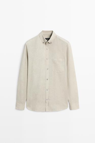 Flowing regular fit lyocell-linen shirt — GREEN 2
