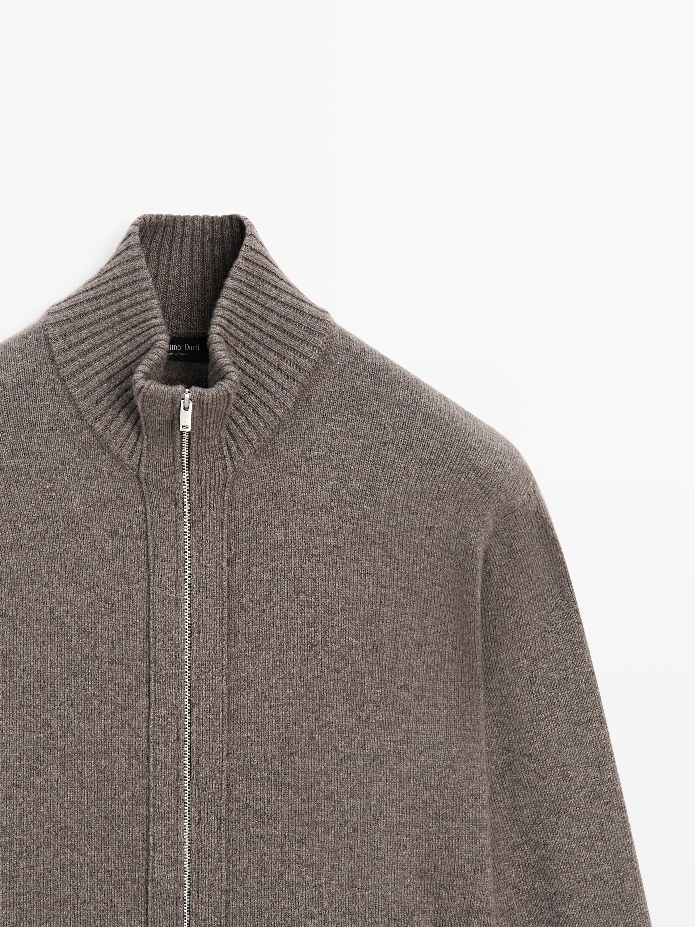 Wool blend cardigan with zip detail