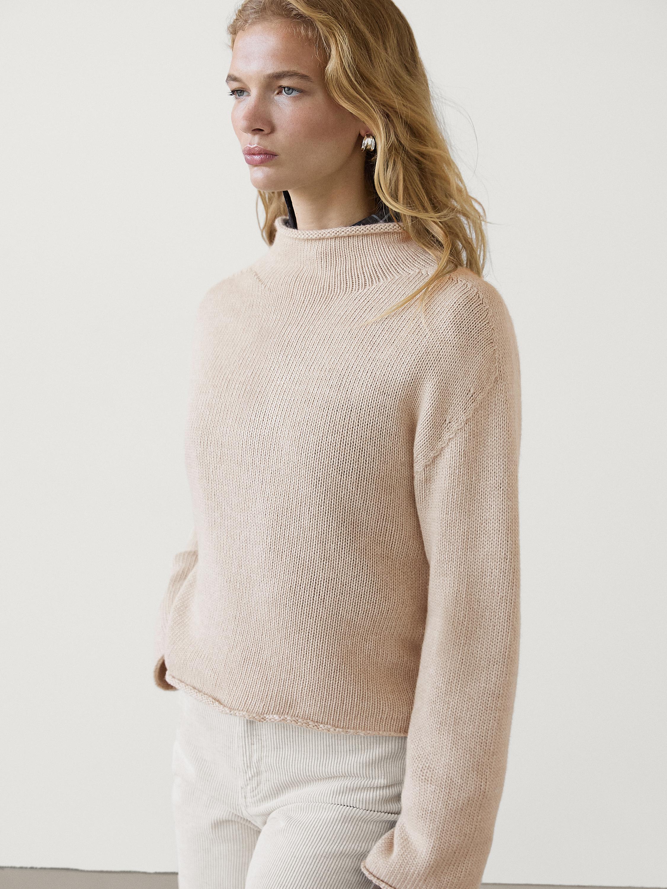 Mock turtleneck knit sweater
