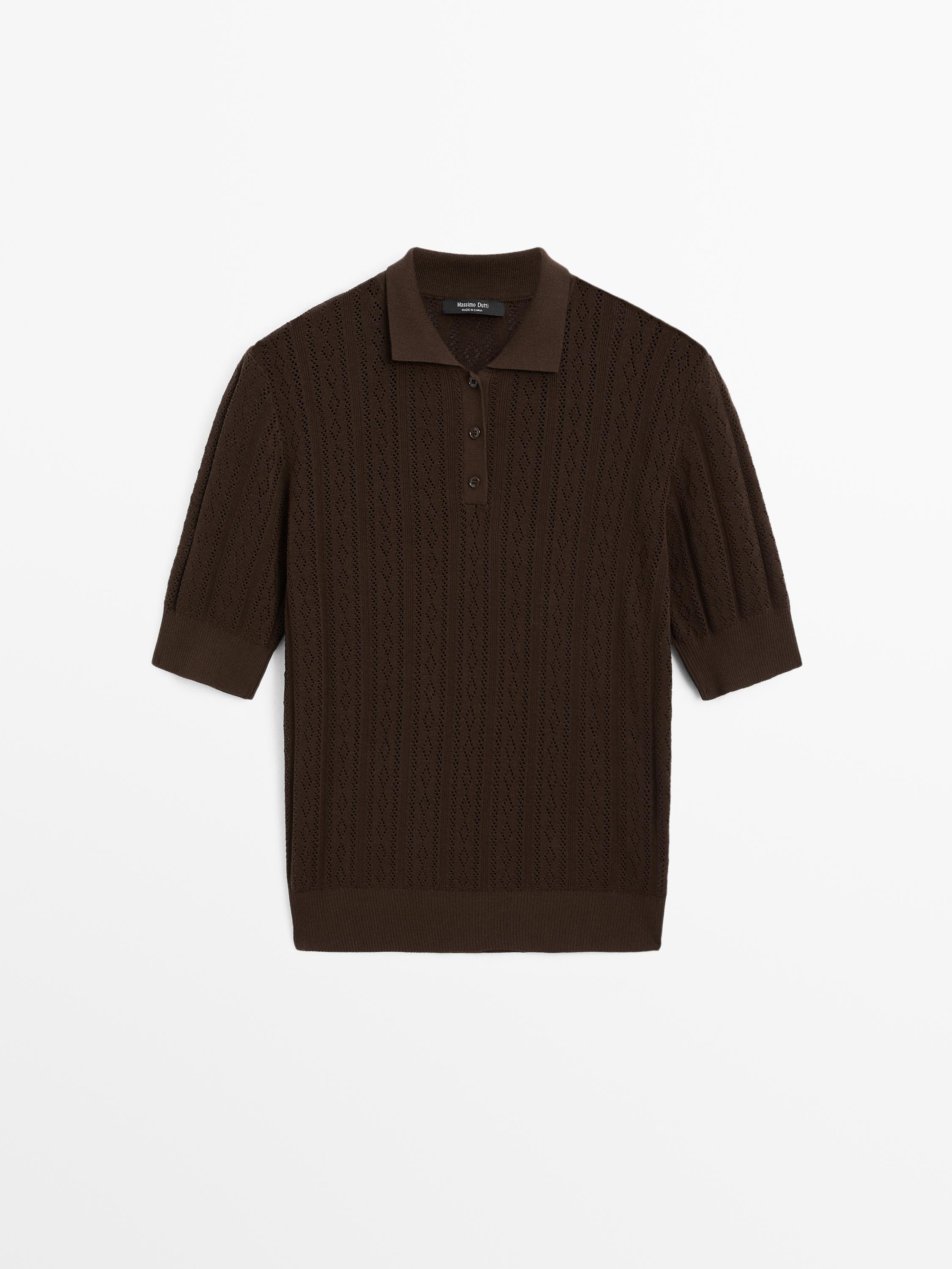 Polo dentelle ajourée coton mélangé