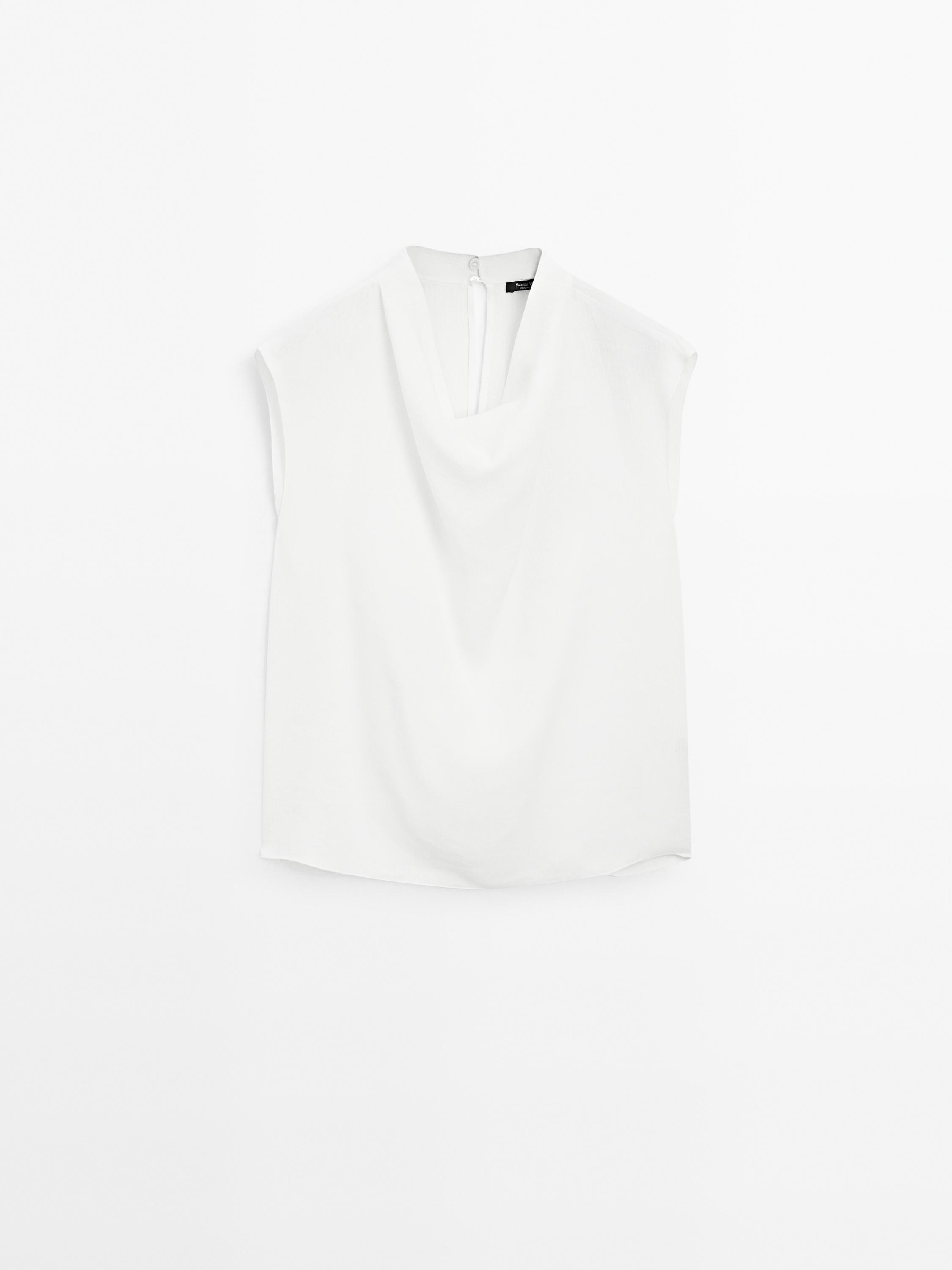 Drape yaka dökümlü bluz