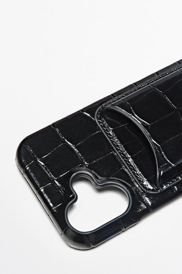 Textured Nappa leather iPhone 17 case — BLACK 4