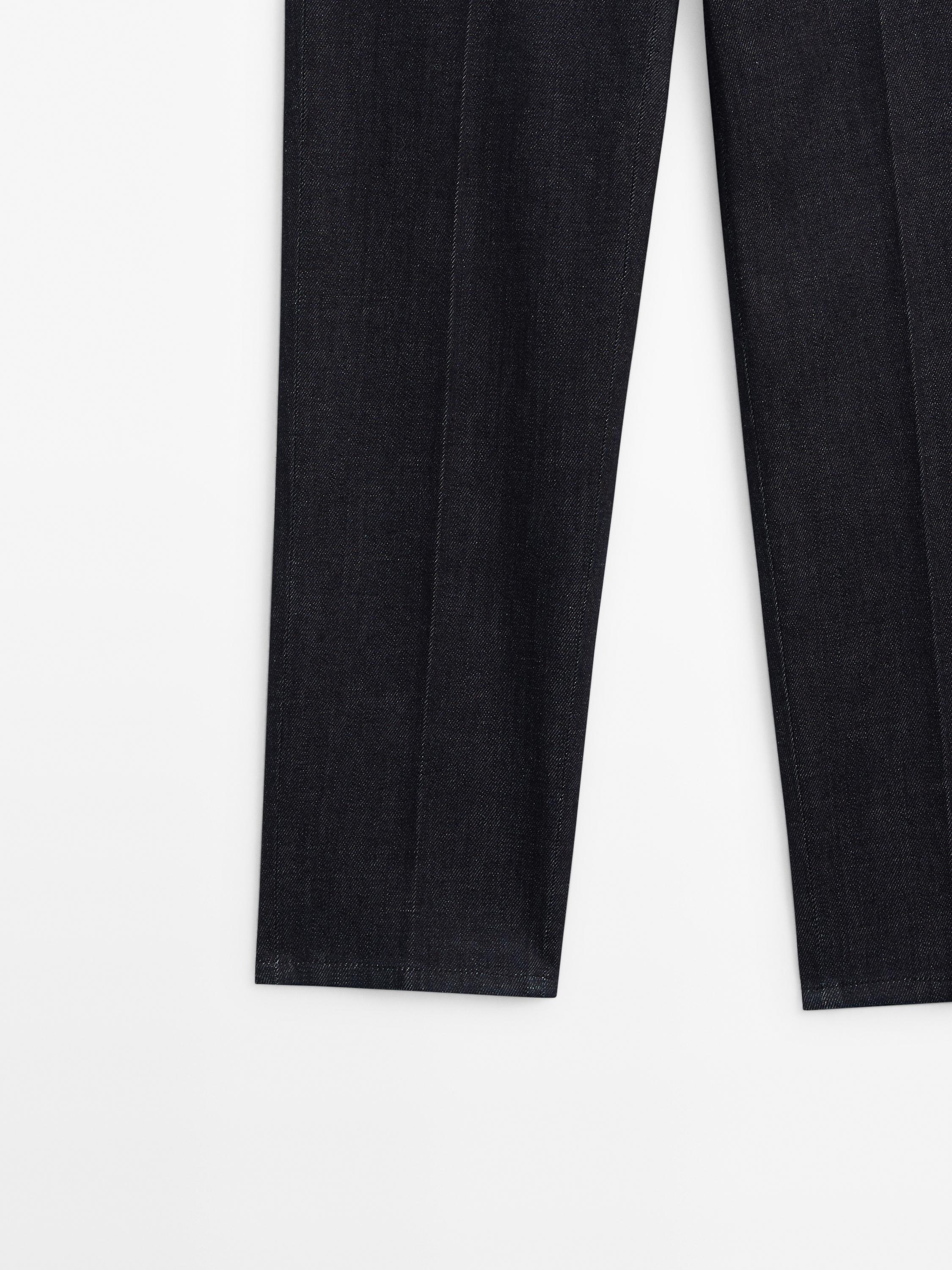 Cotton blend slim fit trousers