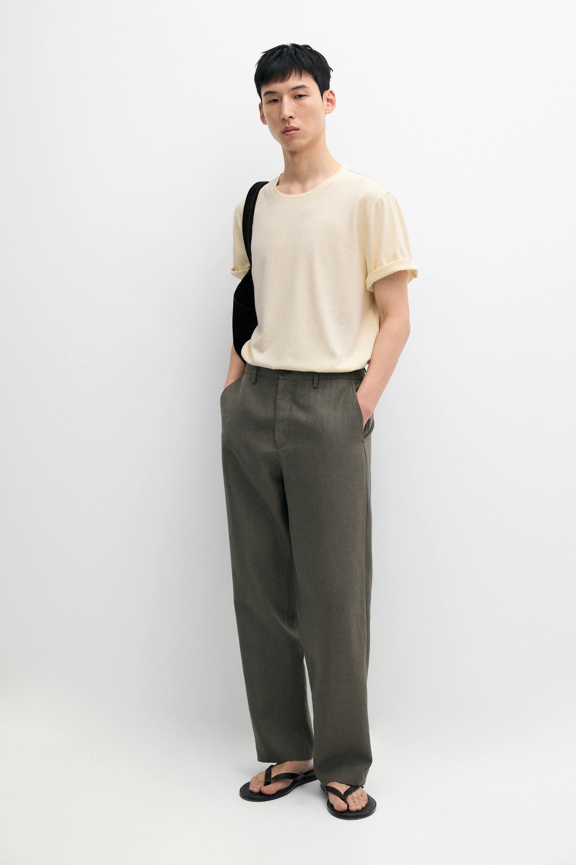 Short sleeve linen and cotton T-shirt — YELLOW