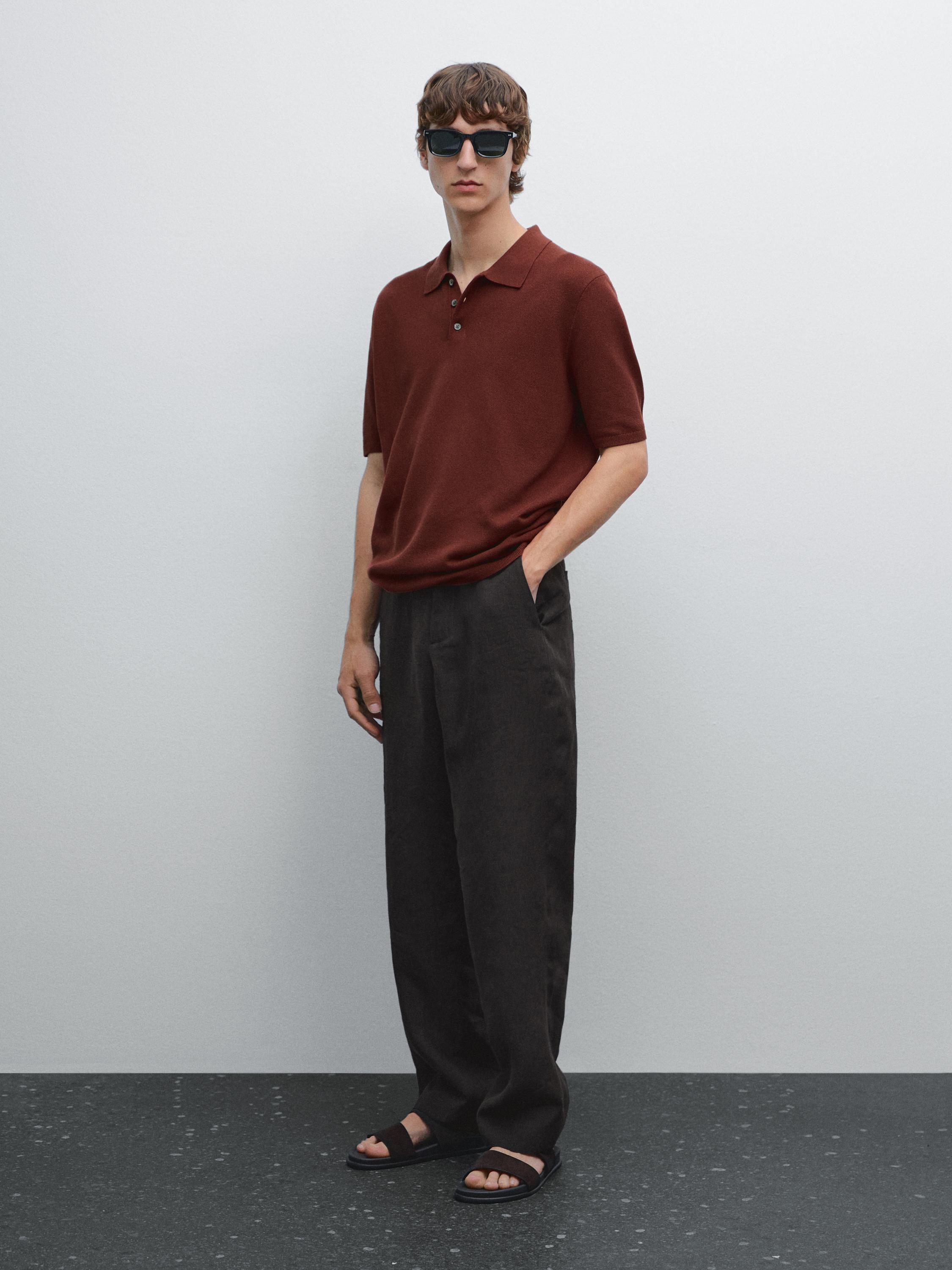 Structure knitted polo shirt 100% cotton