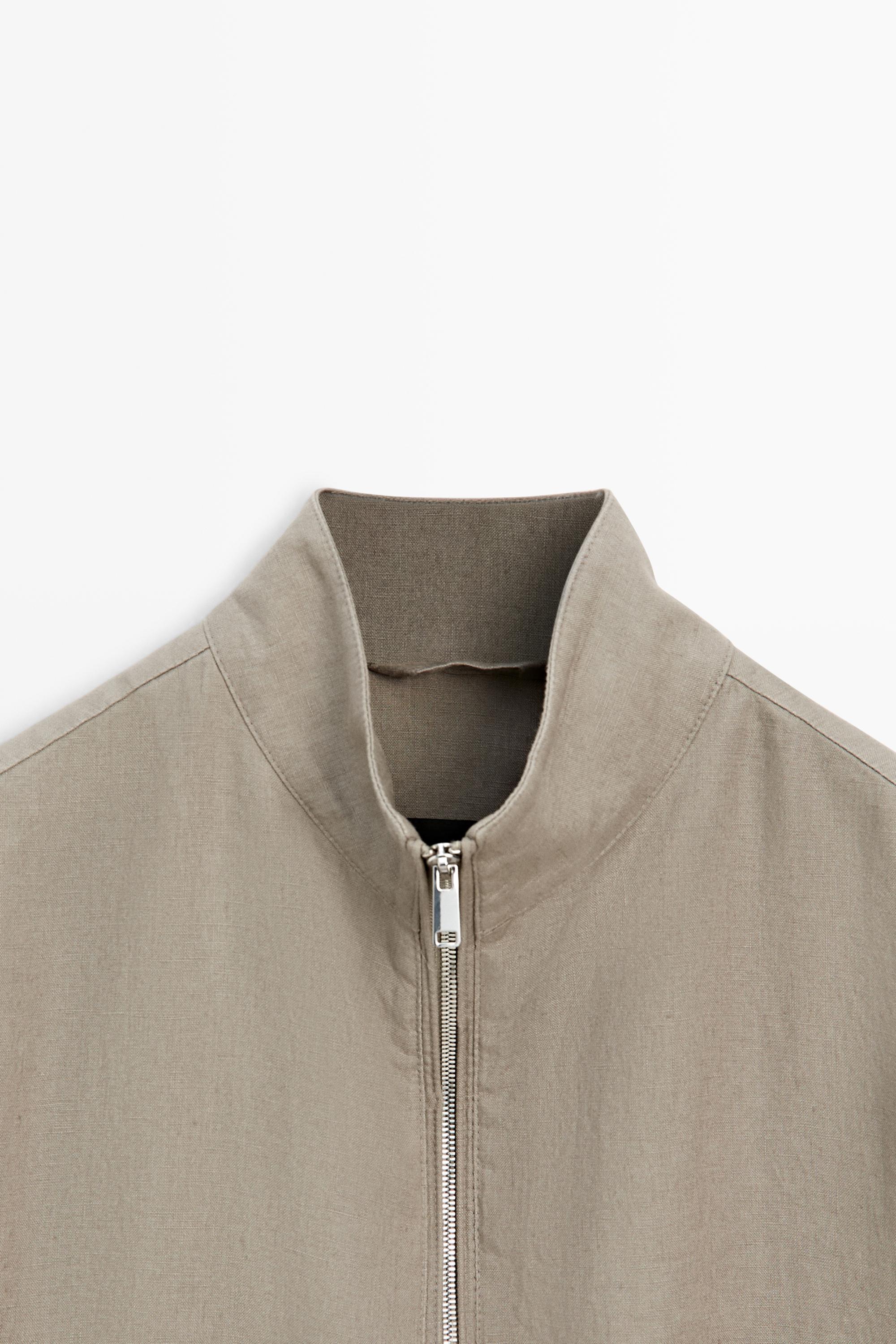 Linen bomber jacket — BEIGE