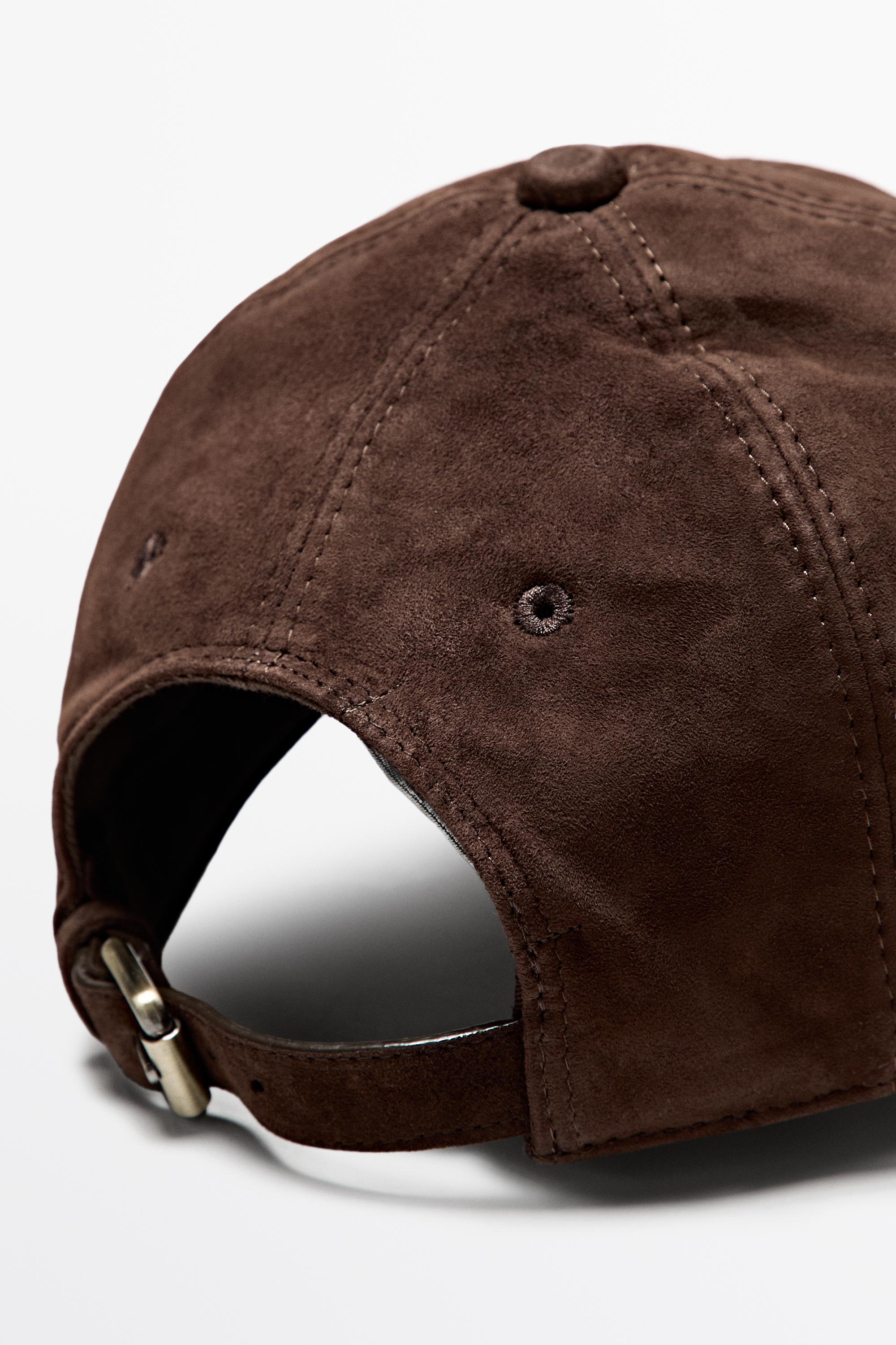 Suede leather cap — Caramel