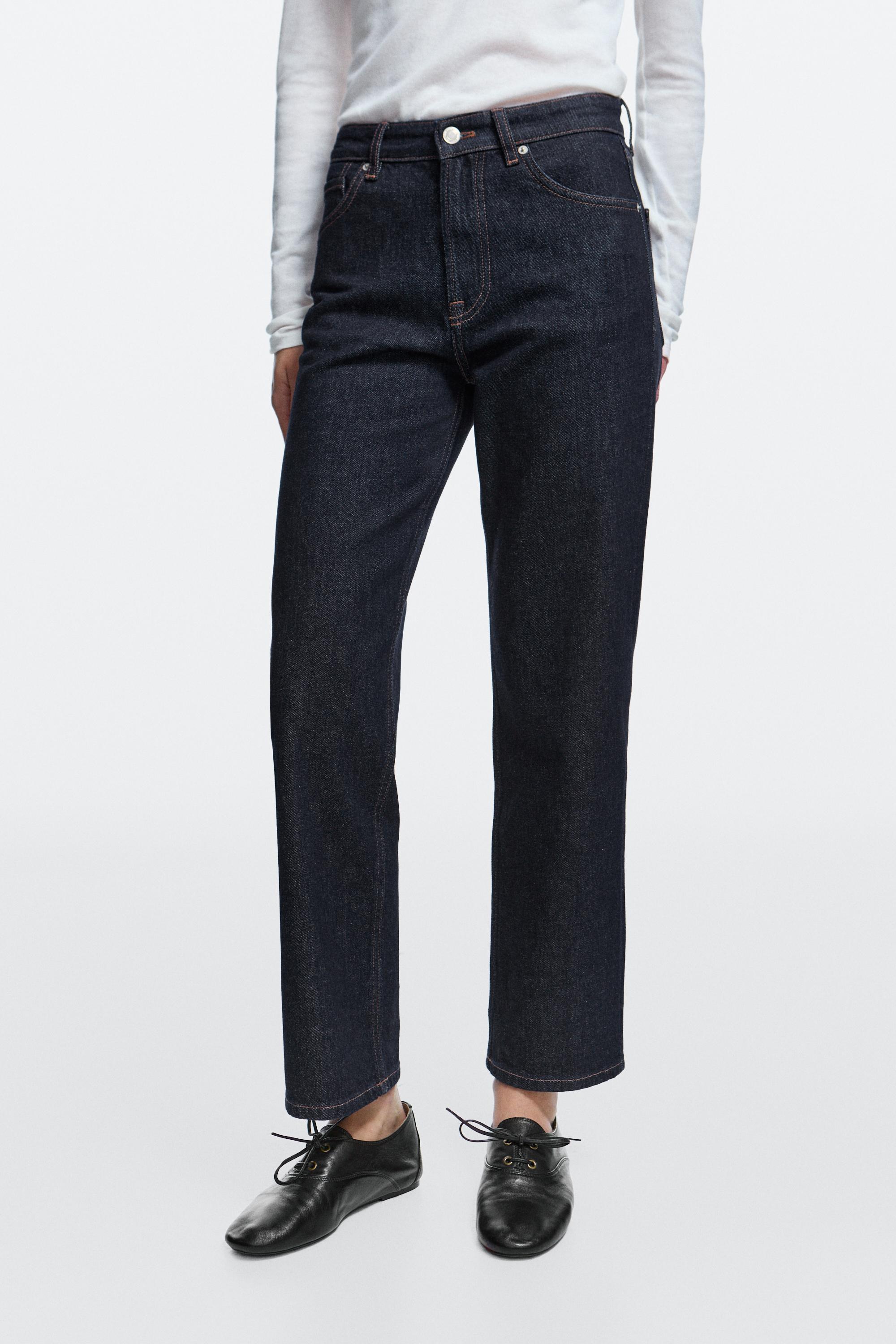 Cropped high waist straight fit jeans