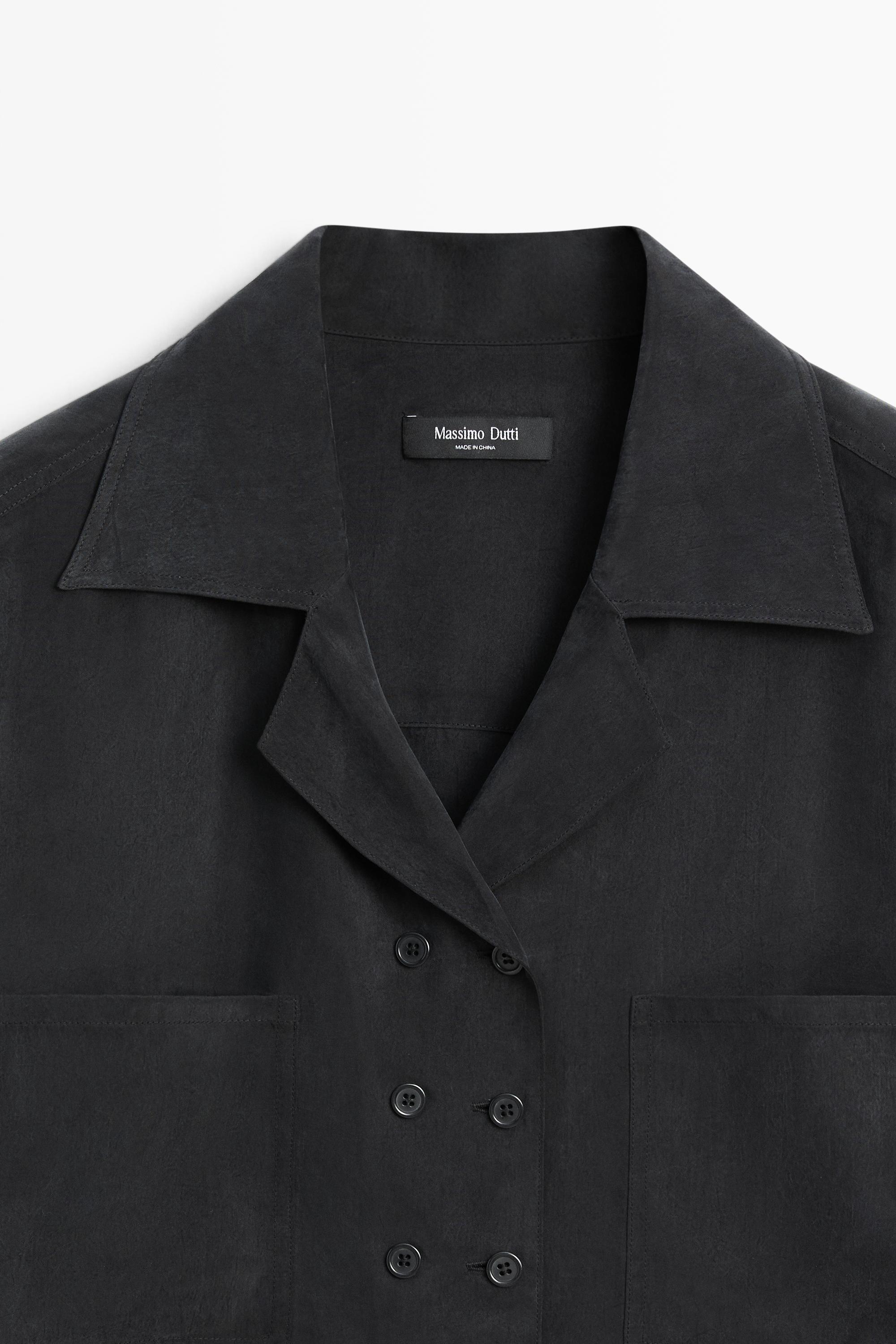 Fluid double-breasted shirt — ANTHRACITE GREY